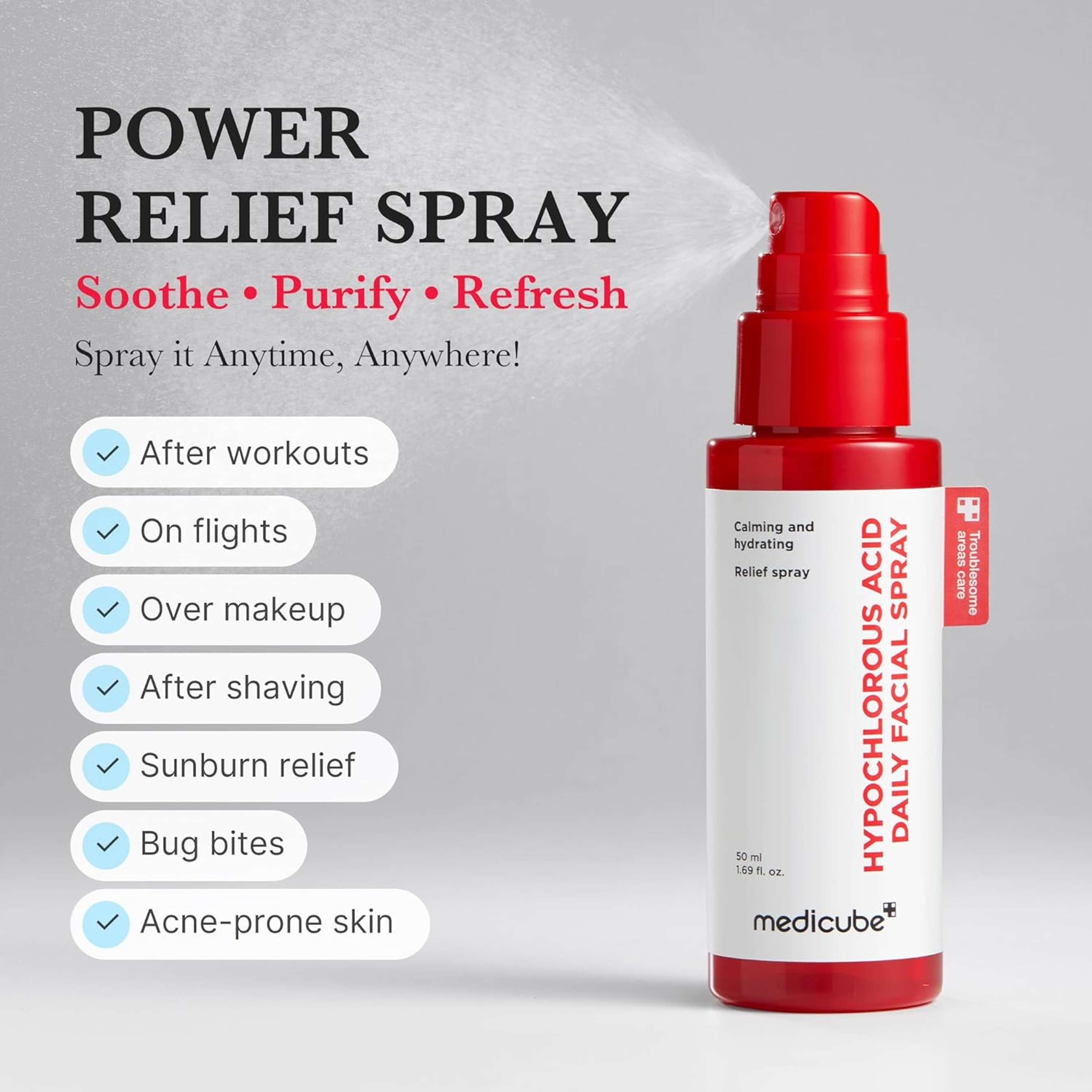Medicube Hypochlorous Acid Daily Facial Spray 1.69 fl.oz - Soothing & Calming Facial Mist for All Skin Types, Delicate Skin 5