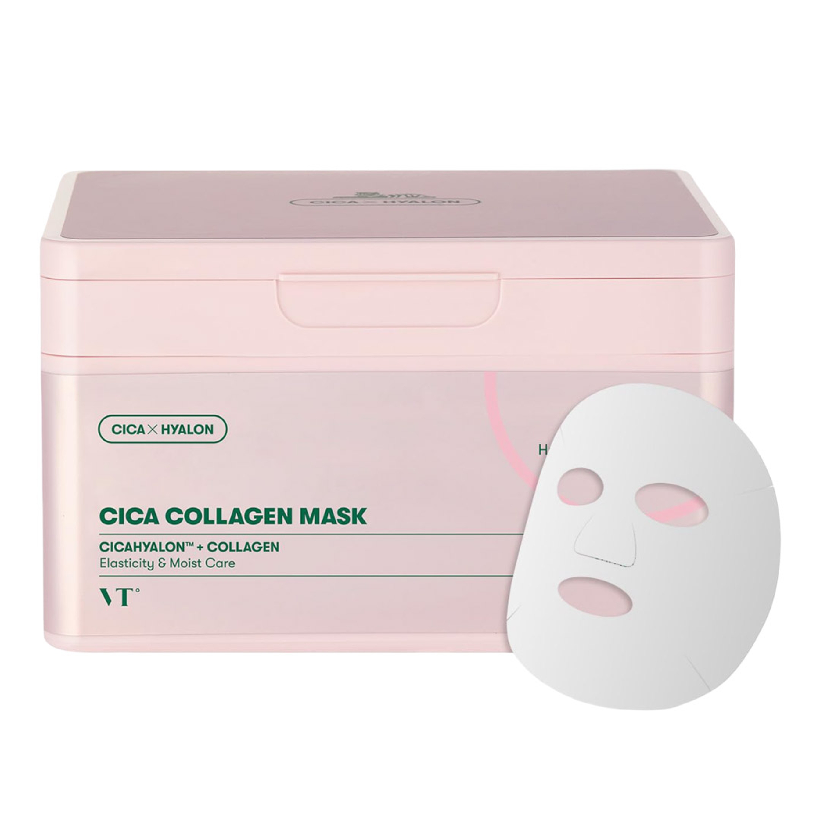 VT Cosmetics CICA Collagen Mask 30 Count - 300Da Low Molecular Collagen for Skin Elasticity 1