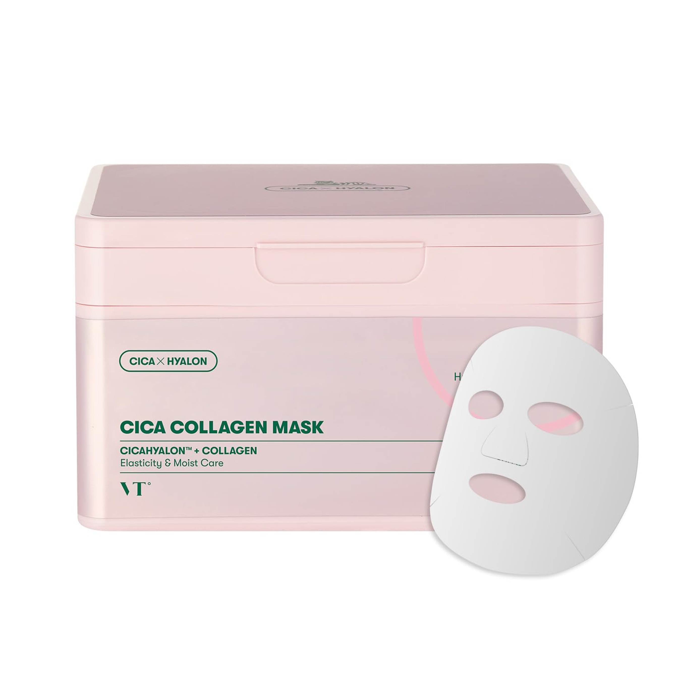 VT Cosmetics CICA Collagen Mask 30 Count - 300Da Low Molecular Collagen for Skin Elasticity 1