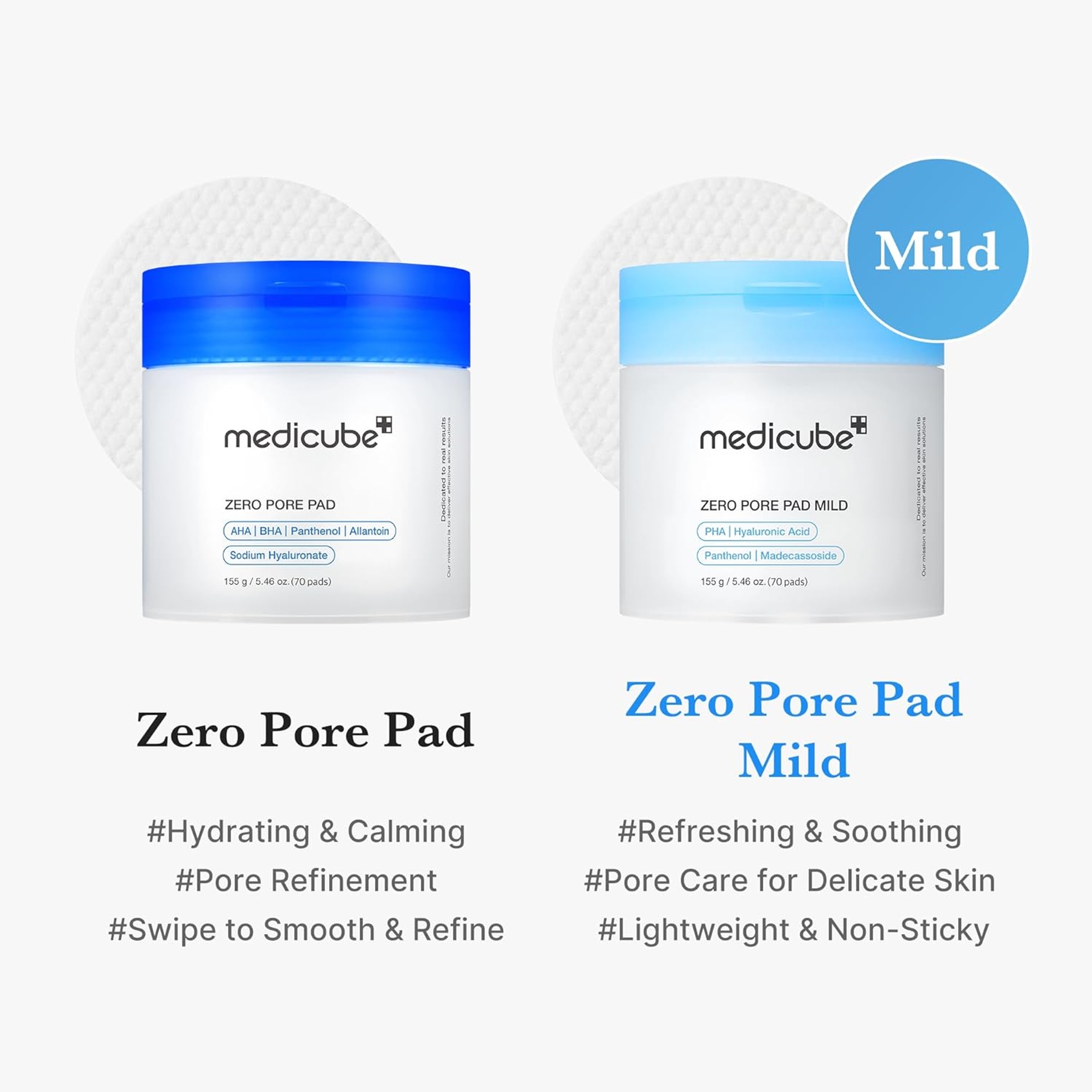 Medicube Zero Pore Pad Mild 5.46 fl.oz (70 Pads) - Gentle Calming Toner Pad for Exfoliation, Minimizing Pores 3