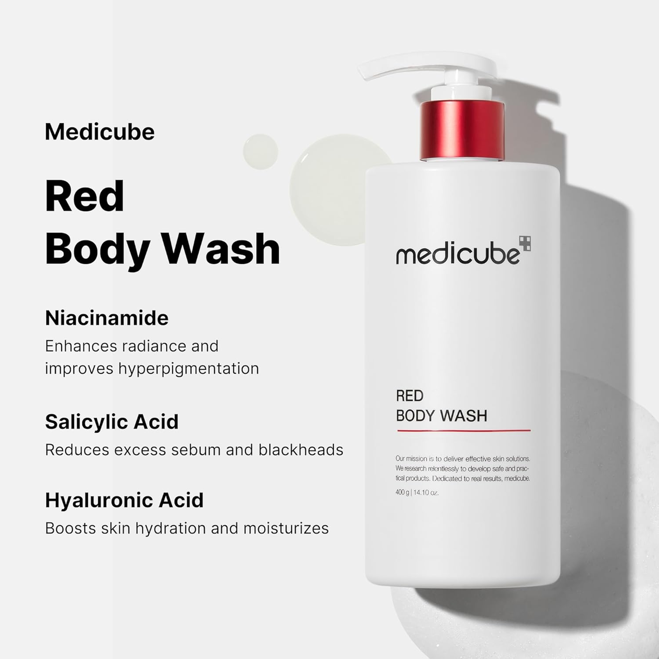 Medicube Red Body Wash 14.10 fl.oz - Low pH and Hydrating Cleanser for Bacne Treatment 4