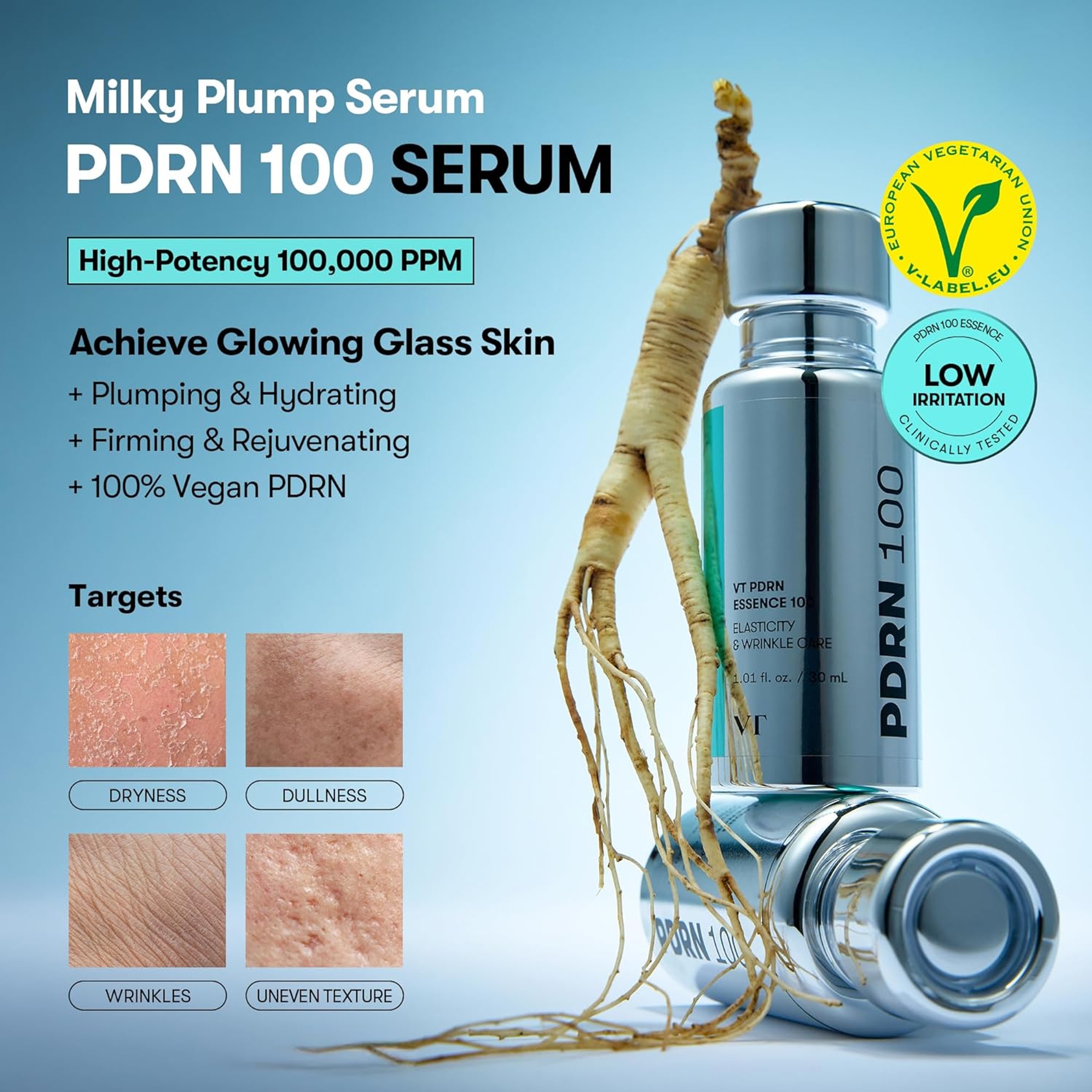 VT Cosmetics PDRN 100 Essence 1.01 fl.oz - Intensive Glow Serum for Skin Restoration & Plumping 2