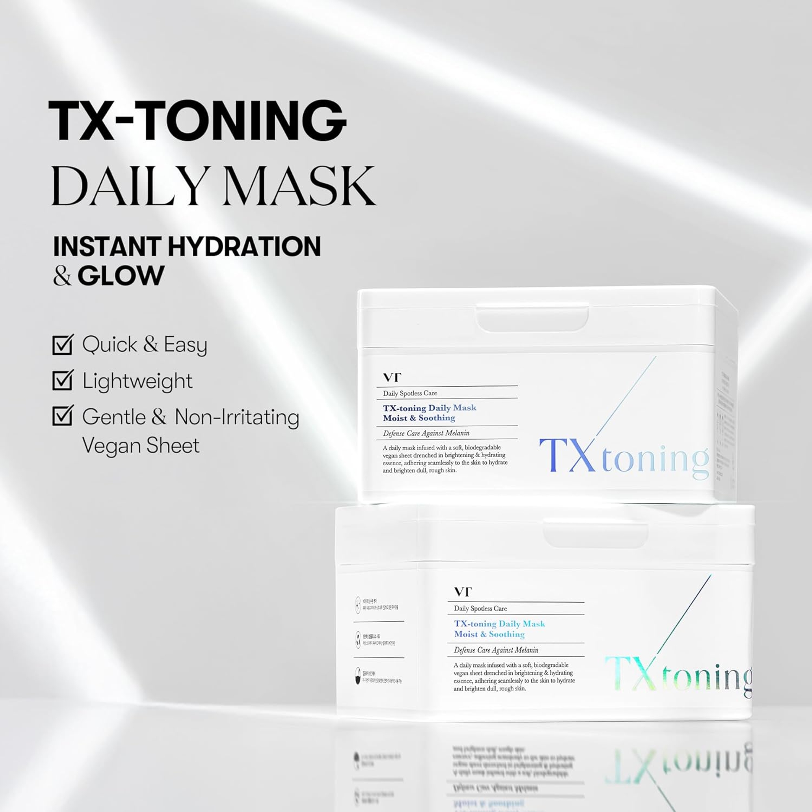 VT Cosmetics TX Toning Daily Mask - Hydrating & Glowing Facial Mask for Instant Hydration & Glow 11.28 fl.oz (30 Sheets) 2