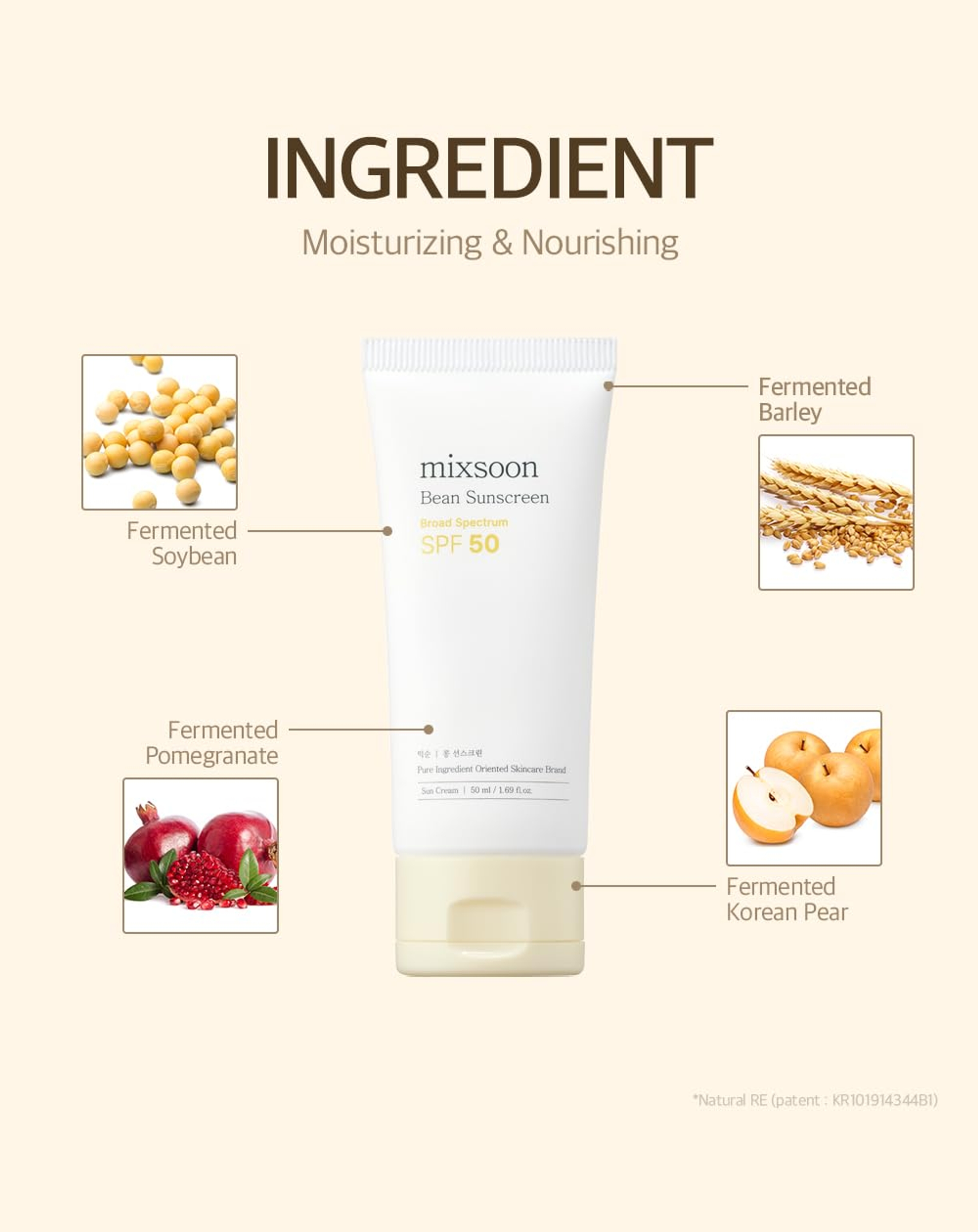 Mixsoon Bean Sunscreen - Lightweight Airy Texture SPF 50 Sunscreen for Face 1.69 fl.oz 6