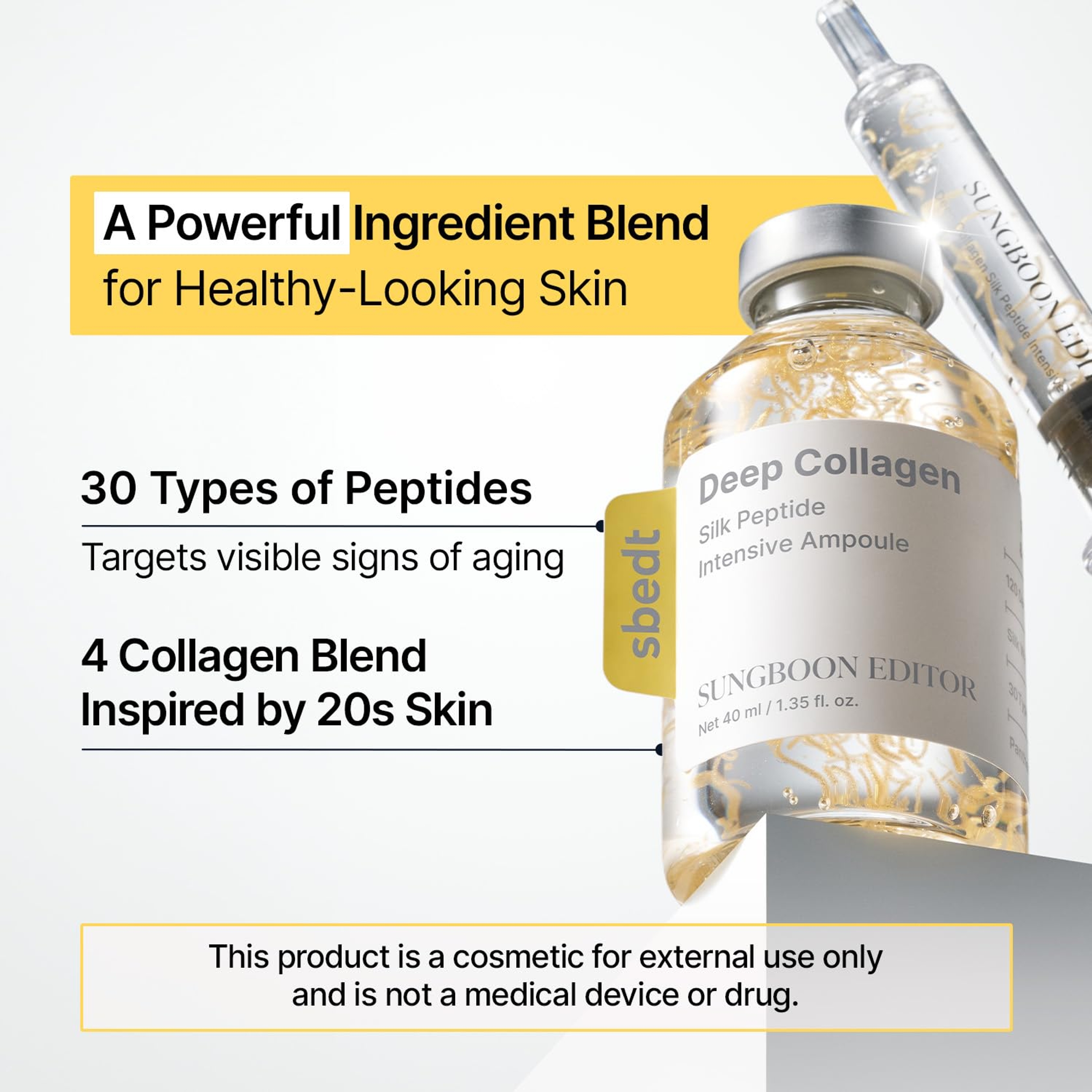 Sungboon Editor Deep Collagen Silk Peptide Intensive Ampoule 1.35 fl.oz - Copper Peptides Serum for Smooth-Looking Skin 3