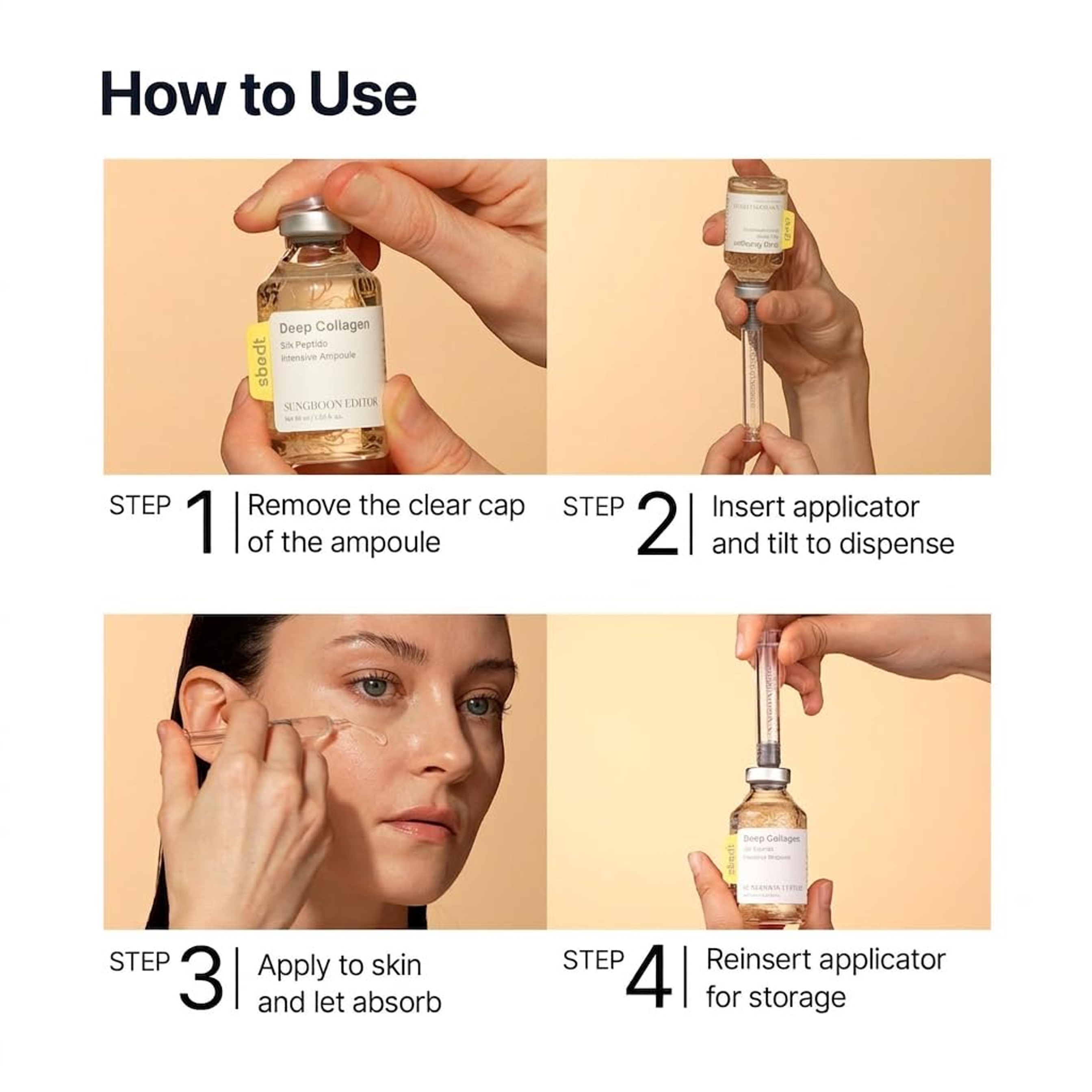 Sungboon Editor Deep Collagen Silk Peptide Intensive Ampoule 1.35 fl.oz - Copper Peptides Serum for Smooth-Looking Skin 6