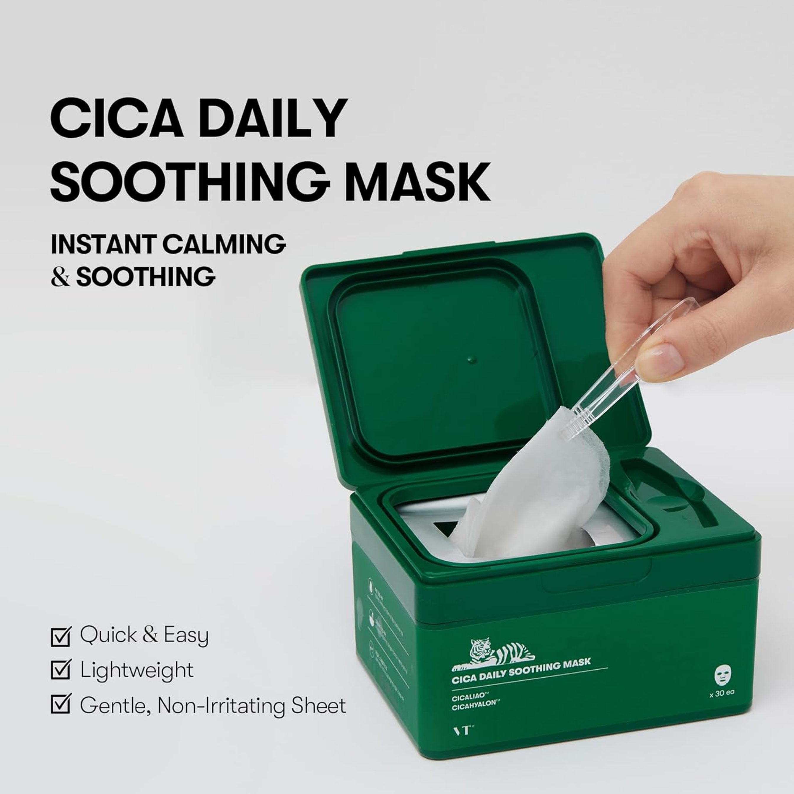 VT Cosmetics CICA Daily Soothing Mask 30 Count - Skin Softening Facial Mask for Moisturizing & Hydrating 2