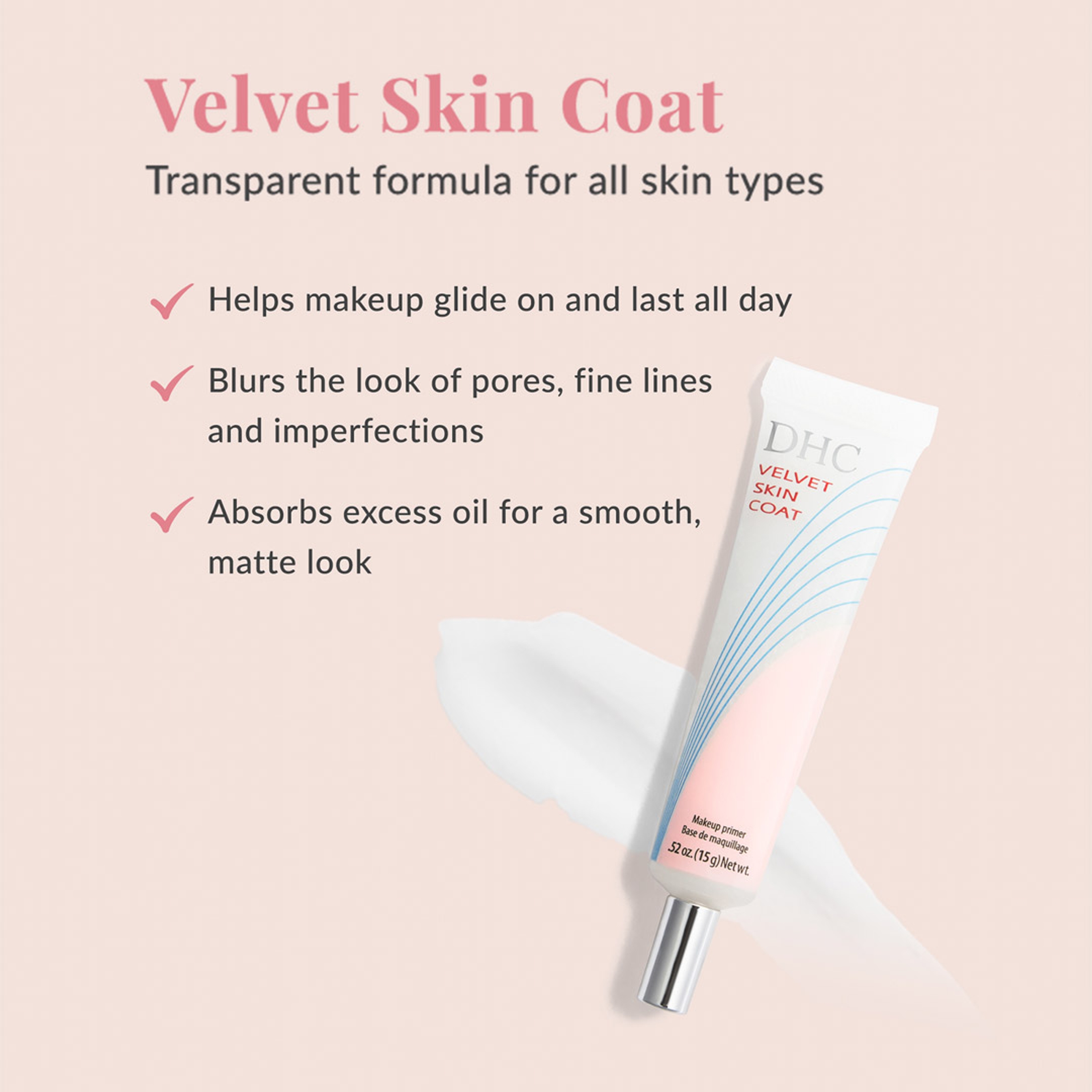 DHC Velvet Skin Coat Mattifying Makeup Primer 0.52 oz - Minimizes Look of Pores, Fine Lines & Imperfections 3