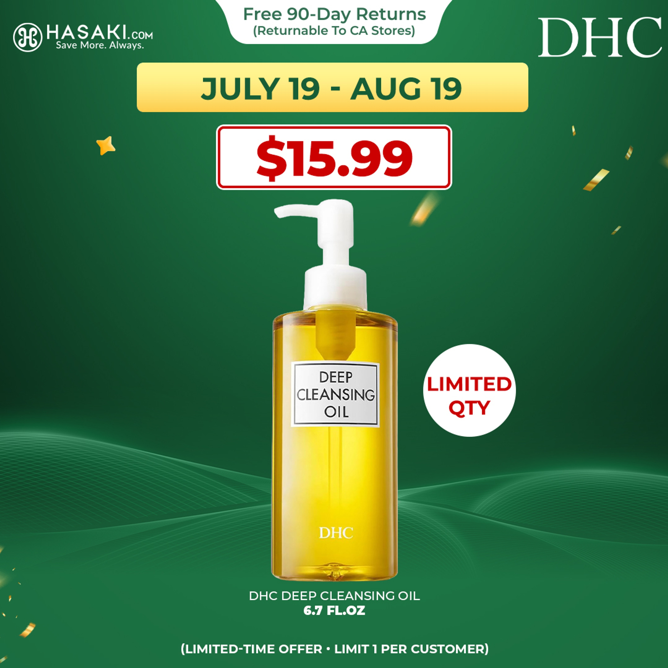 DHC Deep Cleansing Oil 6.7 fl.oz - Makeup Remover Cleanses without Clogging Pores 1