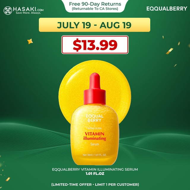 Eqqualberry Vitamin Illuminating Serum 1.01 fl.oz - Brightening Vitamin C Serum for Dark Spot & Uneven Skin