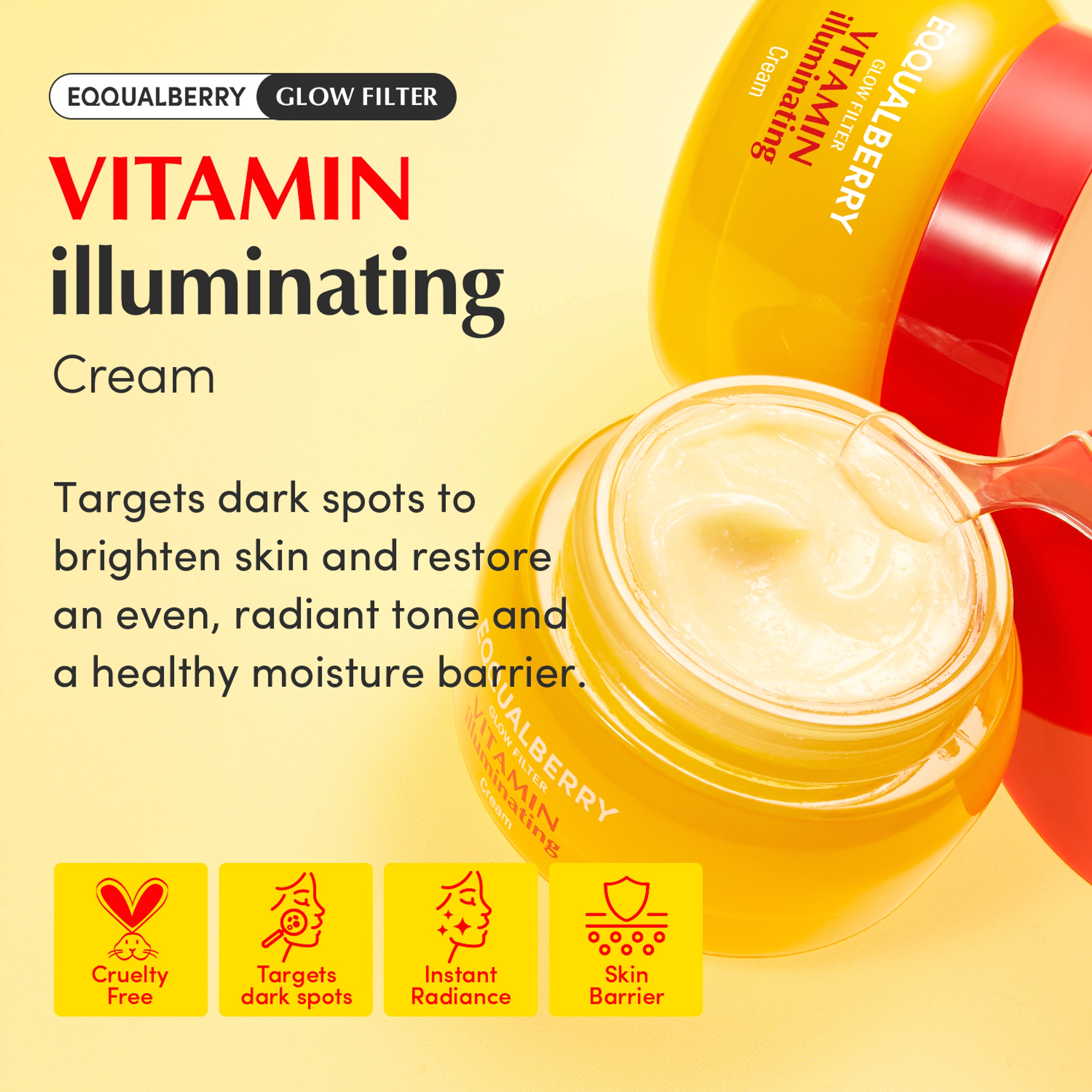 Eqqualberry Vitamin Illuminating Cream 1.69 fl.oz - Glowy, Lightweight Hydration Cream for Dark Spots 2
