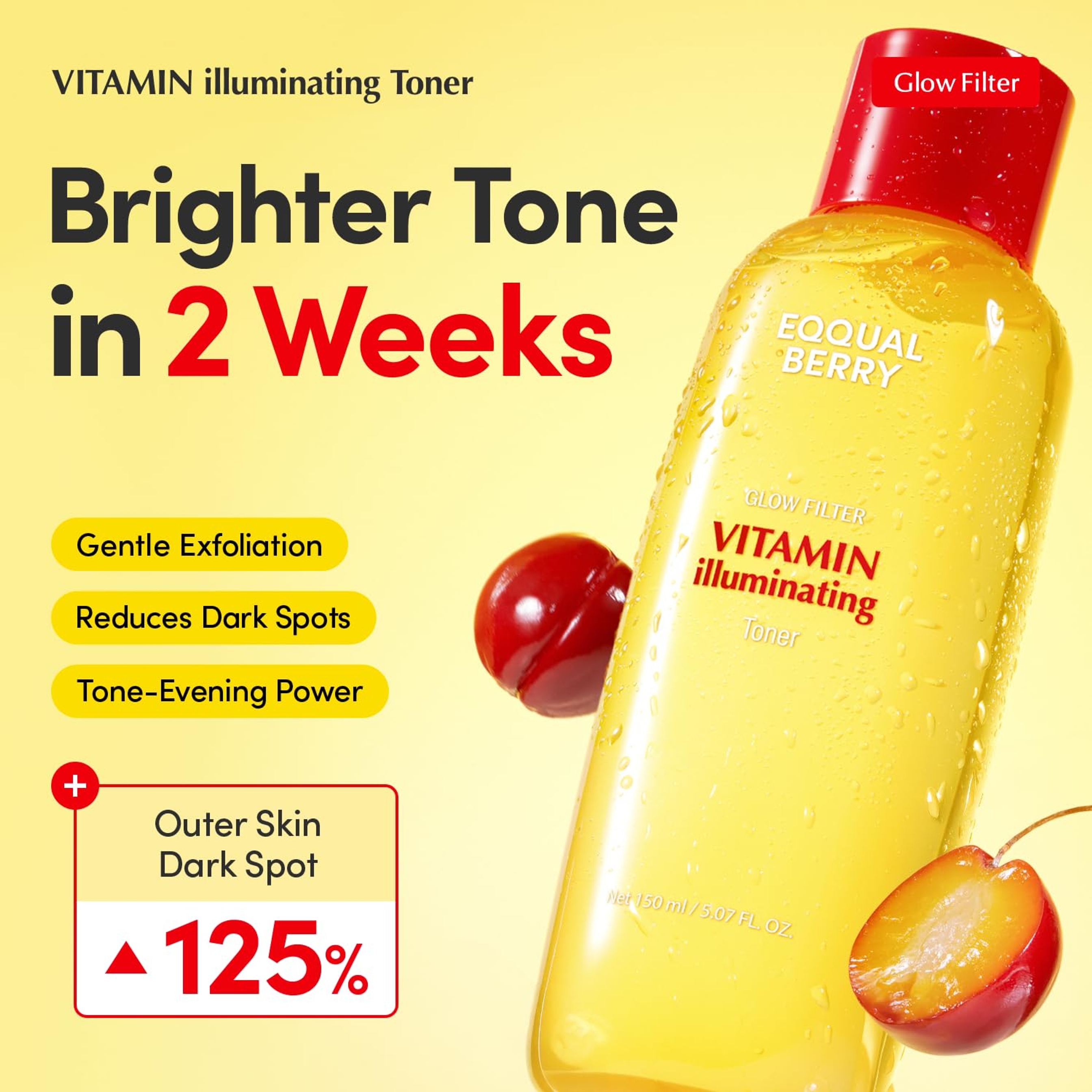 Eqqualberry Vitamin Illuminating Toner - Gentle Daily Exfoliating, Skin-Prep Hydration for Glowy Skin 5.07 fl.oz 2