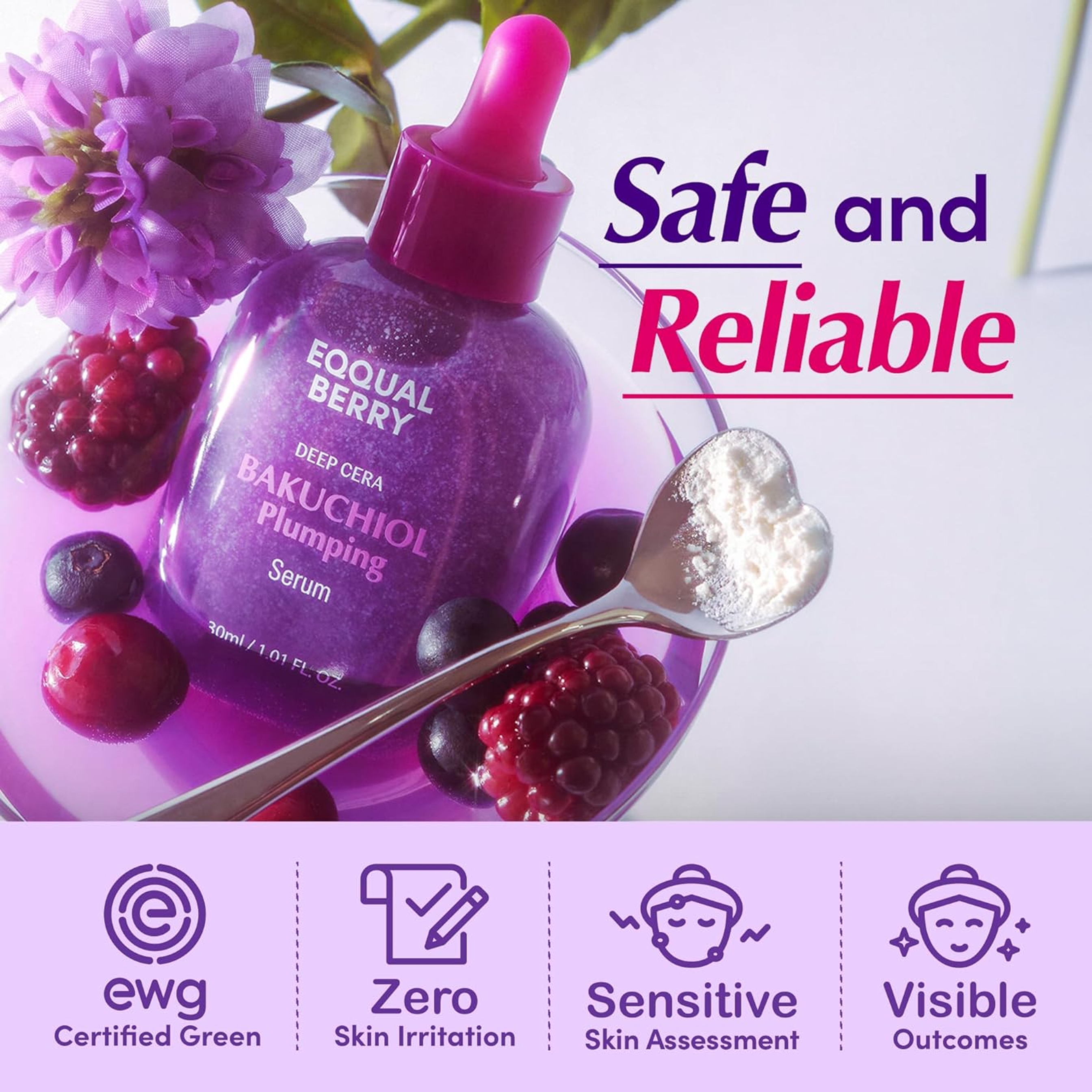Eqqualberry Bakuchiol Plumping Face Serum 1.01 fl.oz - Retinol Natural Alternative for Sensitive Skin 6