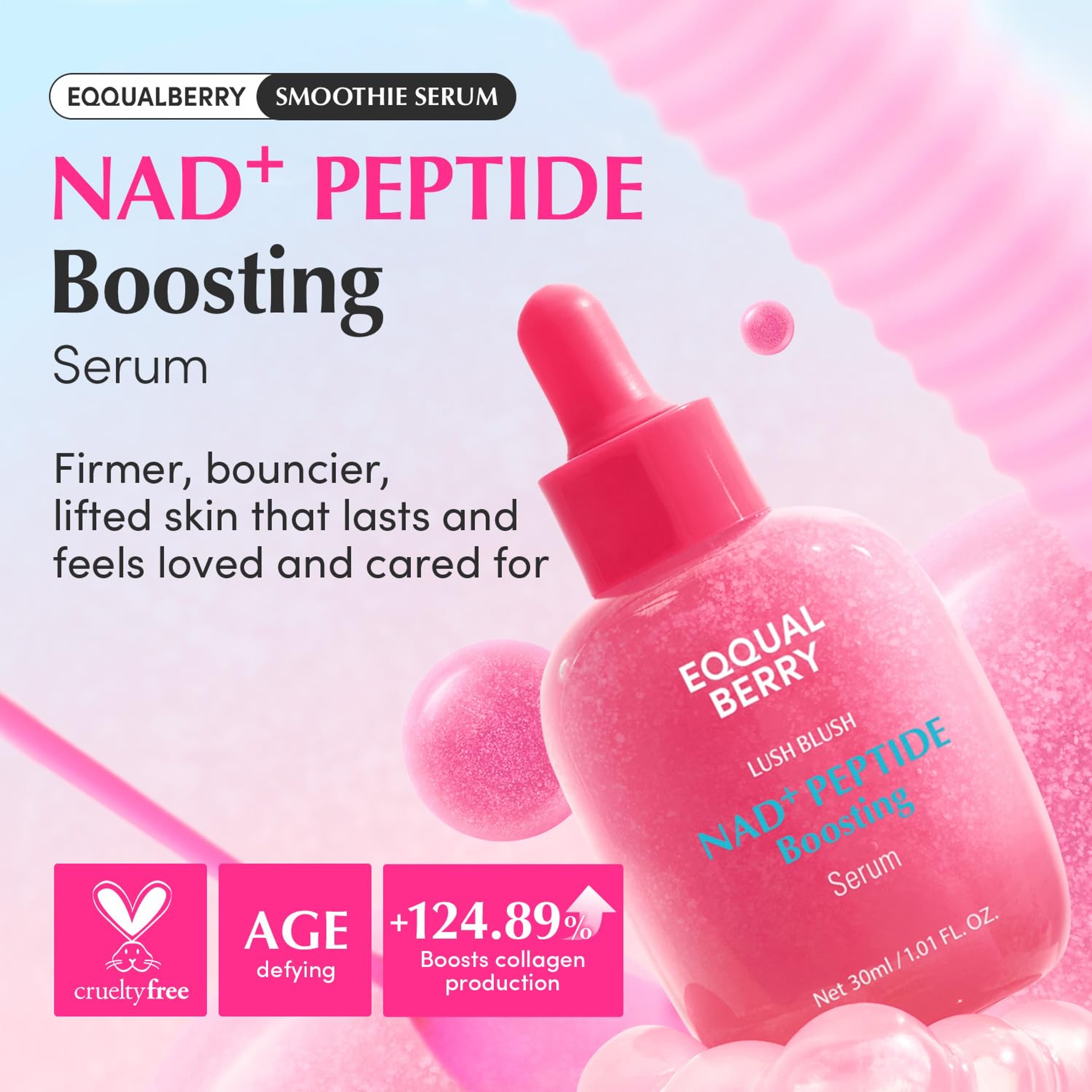 Eqqualberry NAD+ Peptide Boosting Serum 1.01 fl.oz - 14 Peptide Serum for Anti-Aging, Firming & Lifting 4