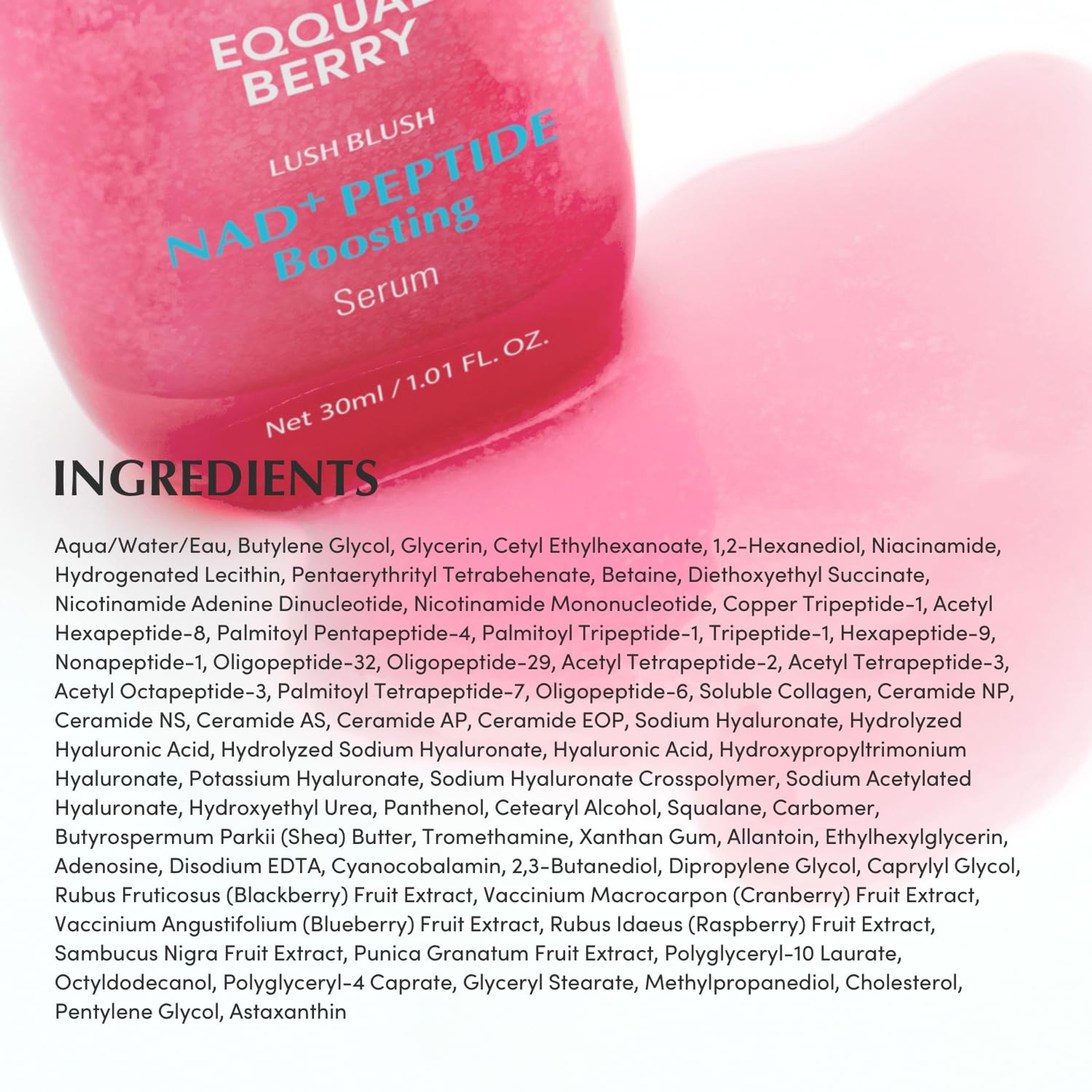 Eqqualberry NAD+ Peptide Boosting Serum 1.01 fl.oz - 14 Peptide Serum for Anti-Aging, Firming & Lifting 8