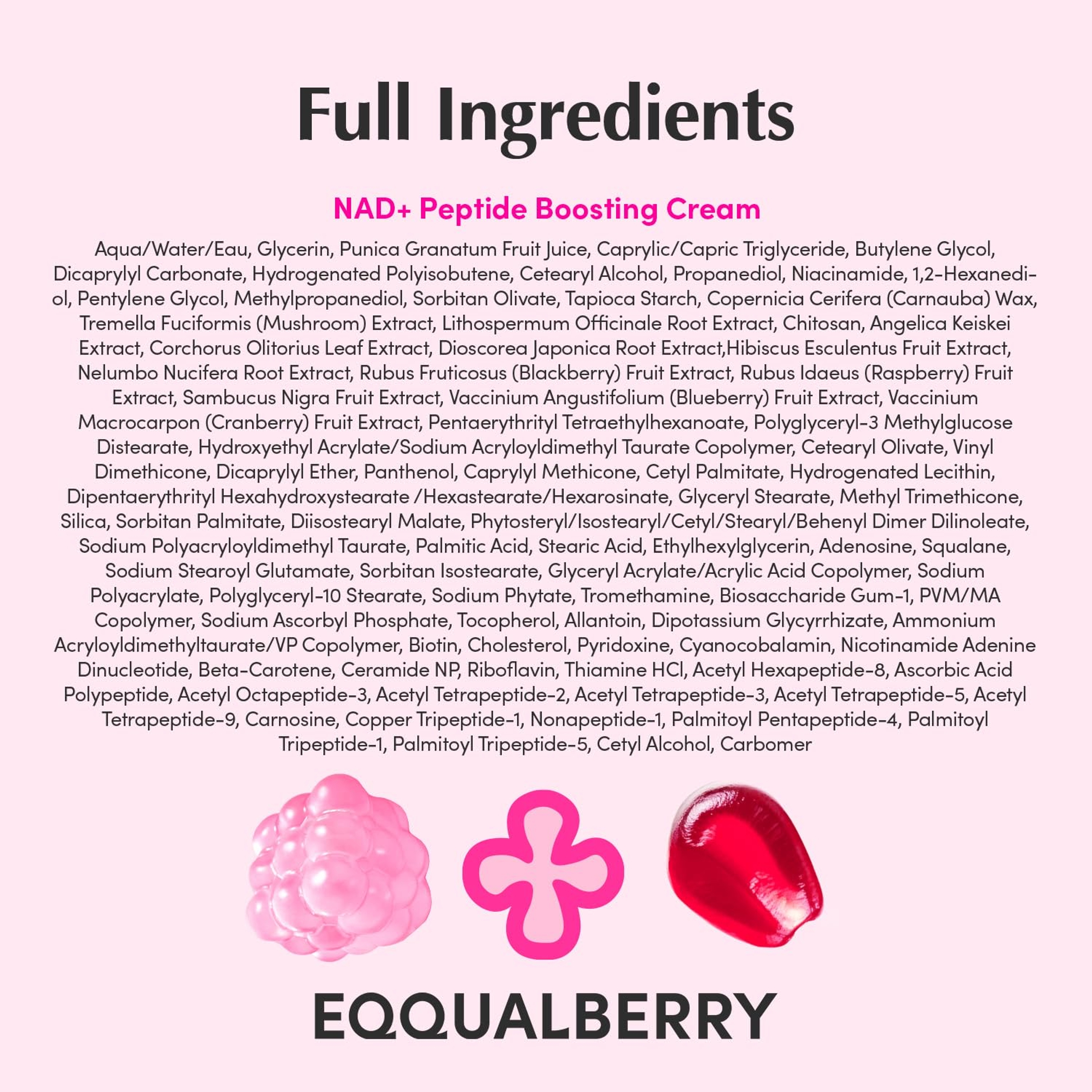 Eqqualberry NAD+ Peptide Boosting Cream – Anti-Aging, Firming & Lifting Pink Cream for Sagging Skin 1.69 fl.oz 9