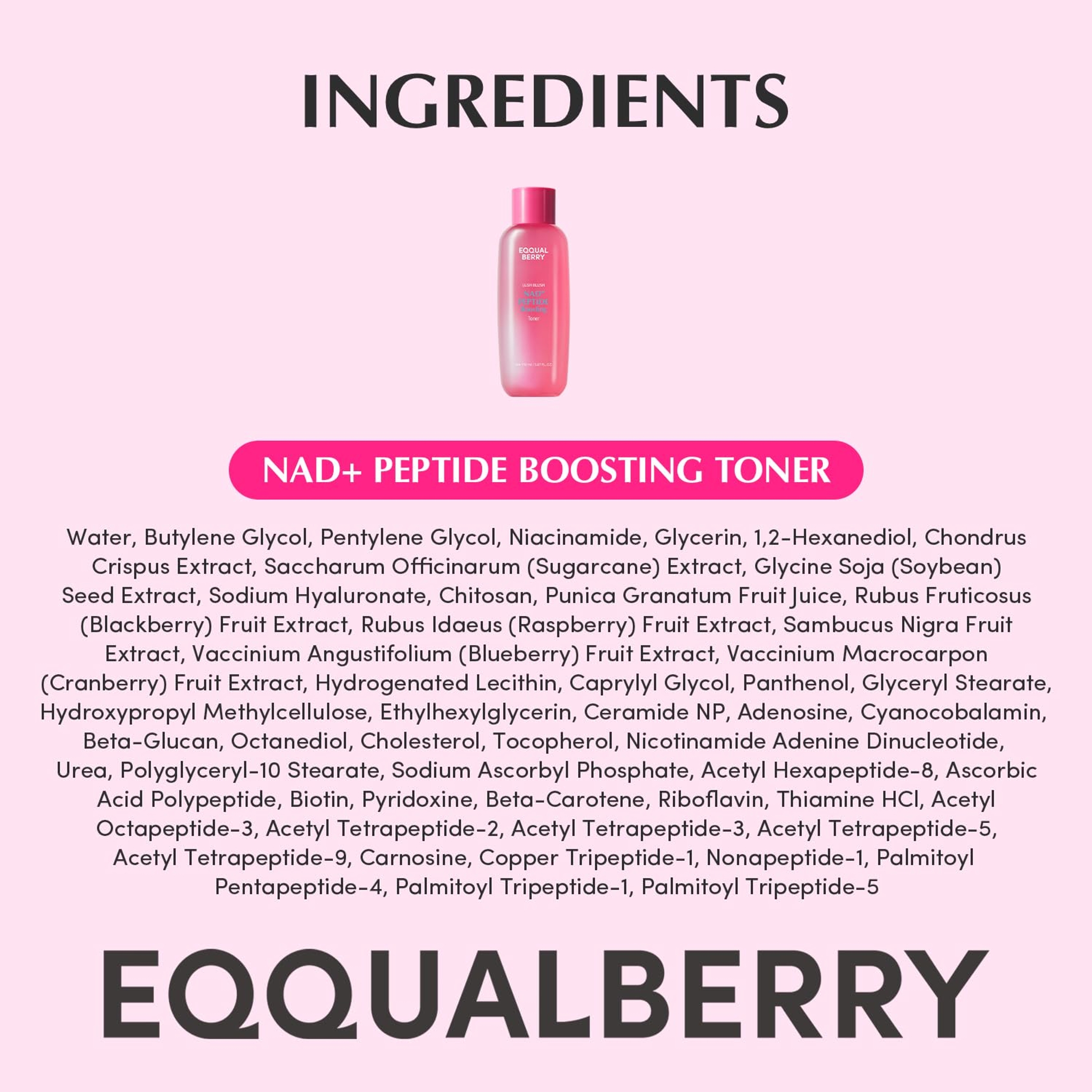 Eqqualberry NAD+ Peptide Boosting Toner - Anti-Aging Hydrating Face Toner for Sagging Skin 5.07 fl.oz 8