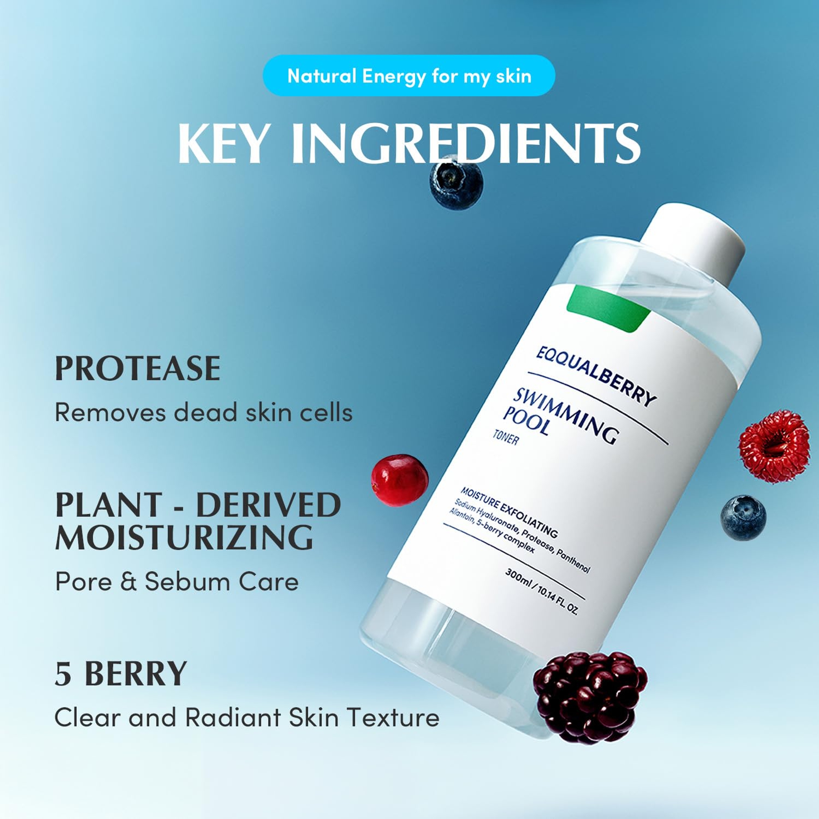 Eqqualberry Swimming Pool Toner - Daily Exfoliating & Deep Hydration Toner for Sensitive Skin 1.69 fl.oz 4