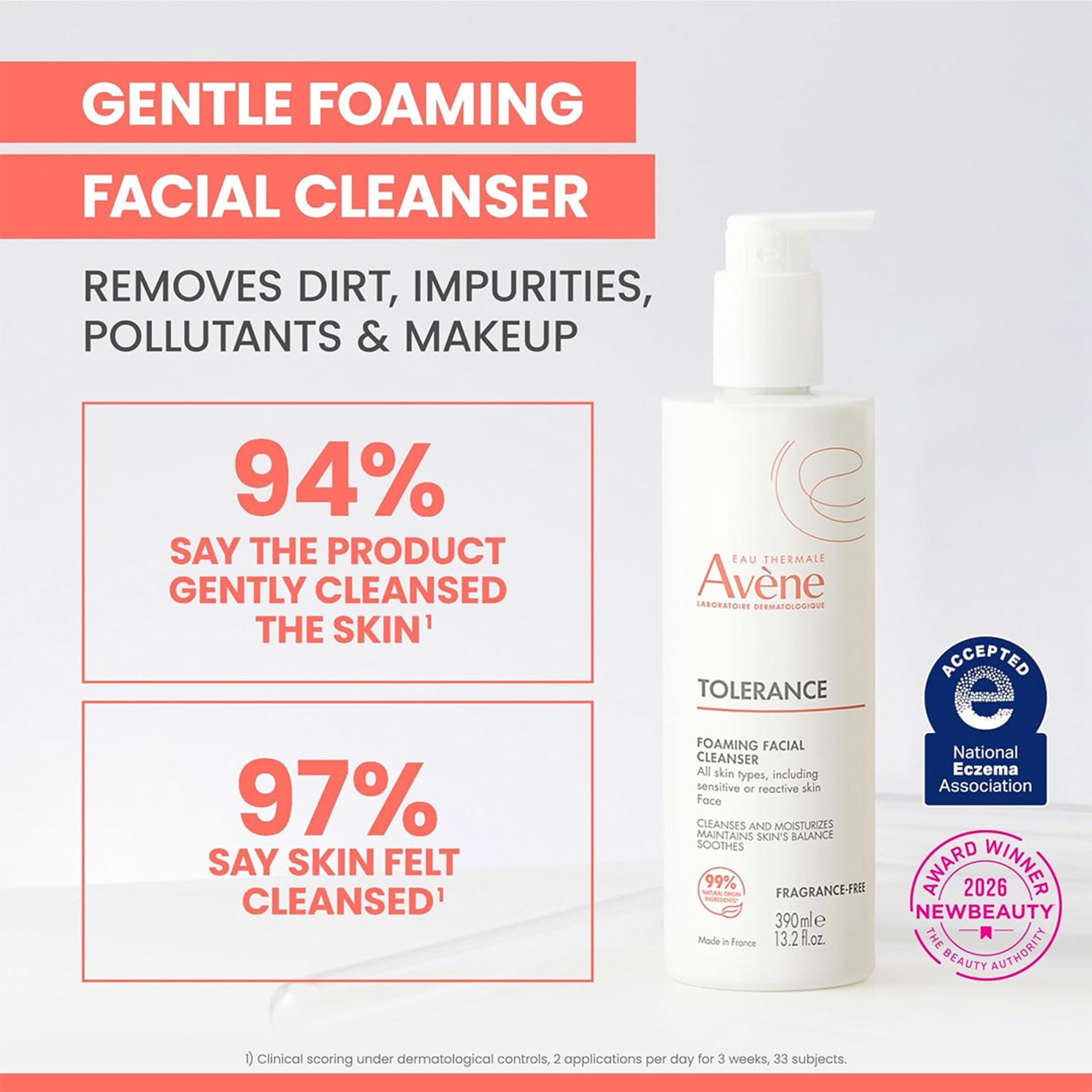 Avène Tolerance Foaming Facial Cleanser 13.2 fl.oz - Daily Use Face Wash for All Skin Types including Sensitive Skin 2