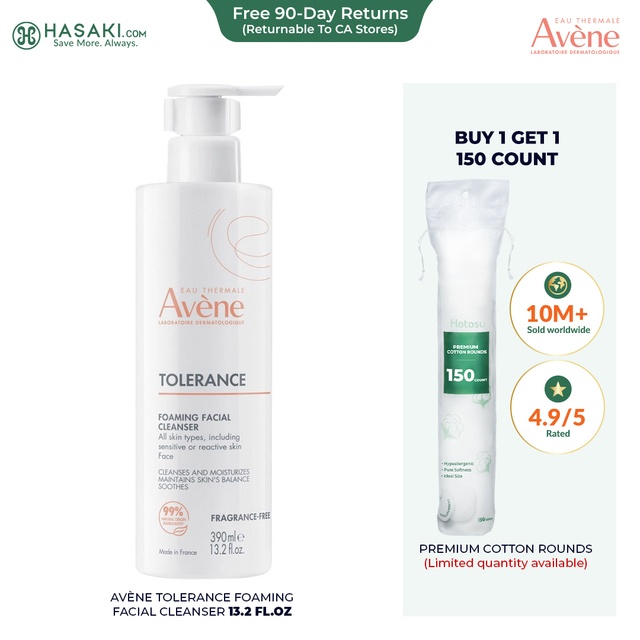 Avène Tolerance Foaming Facial Cleanser 13.2 fl.oz - Daily Use Face Wash for All Skin Types including Sensitive Skin