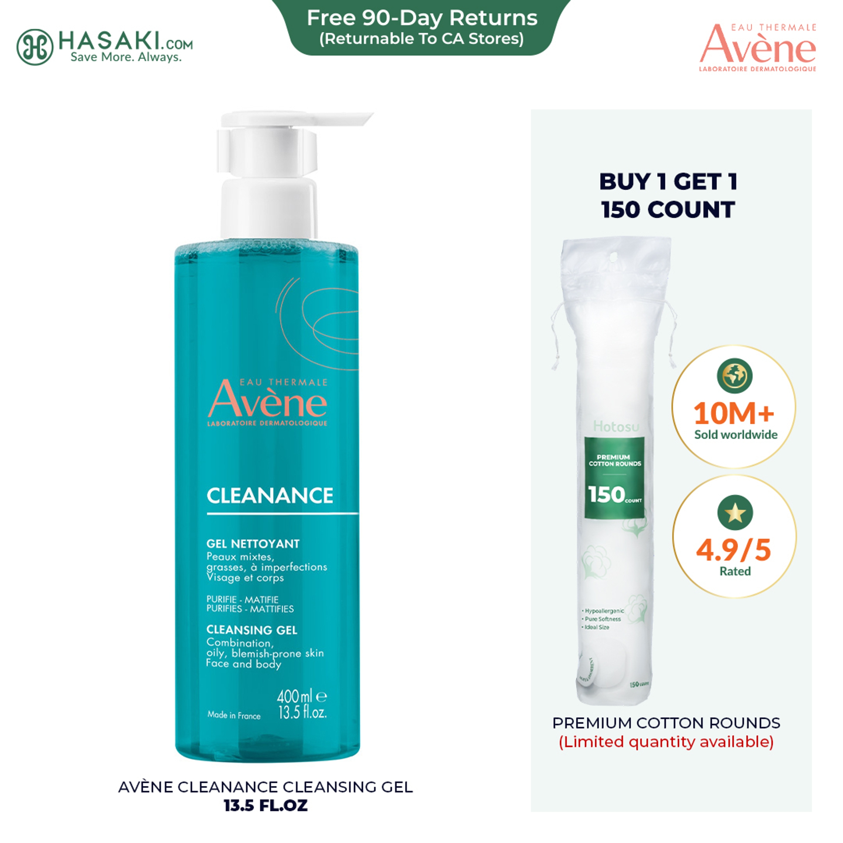 Avène Cleanance Cleansing Gel 13.5 fl.oz - Soap-free Cleanser for Blemish-Prone, Oily Skin 1