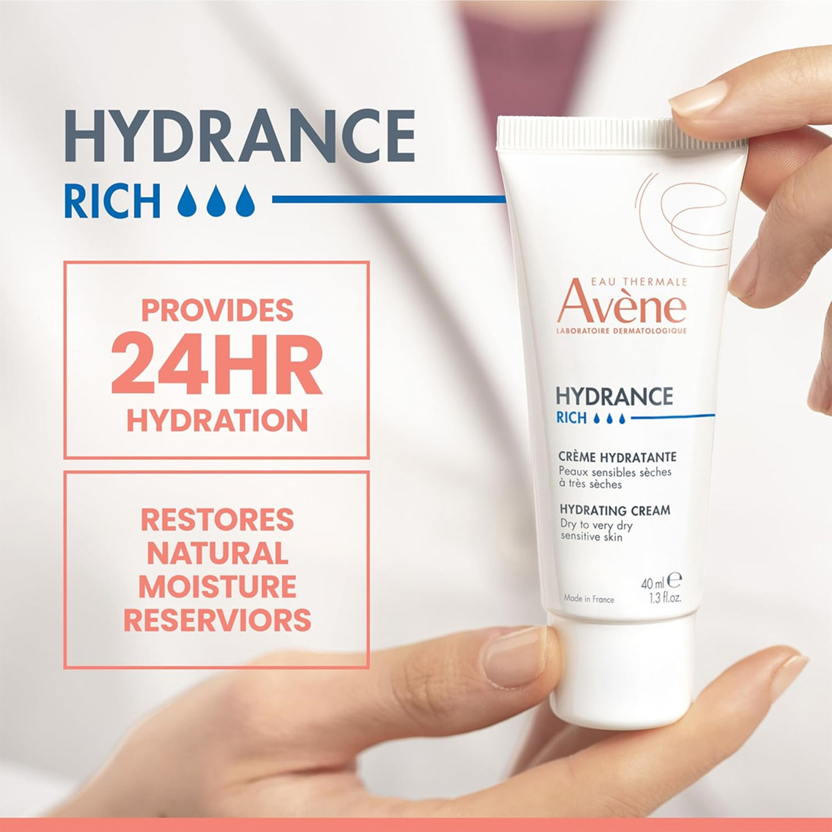 Avène Hydrance RICH Hydrating Cream 1.3 fl.oz - Daily Face Moisturizer for Dry Skin 3