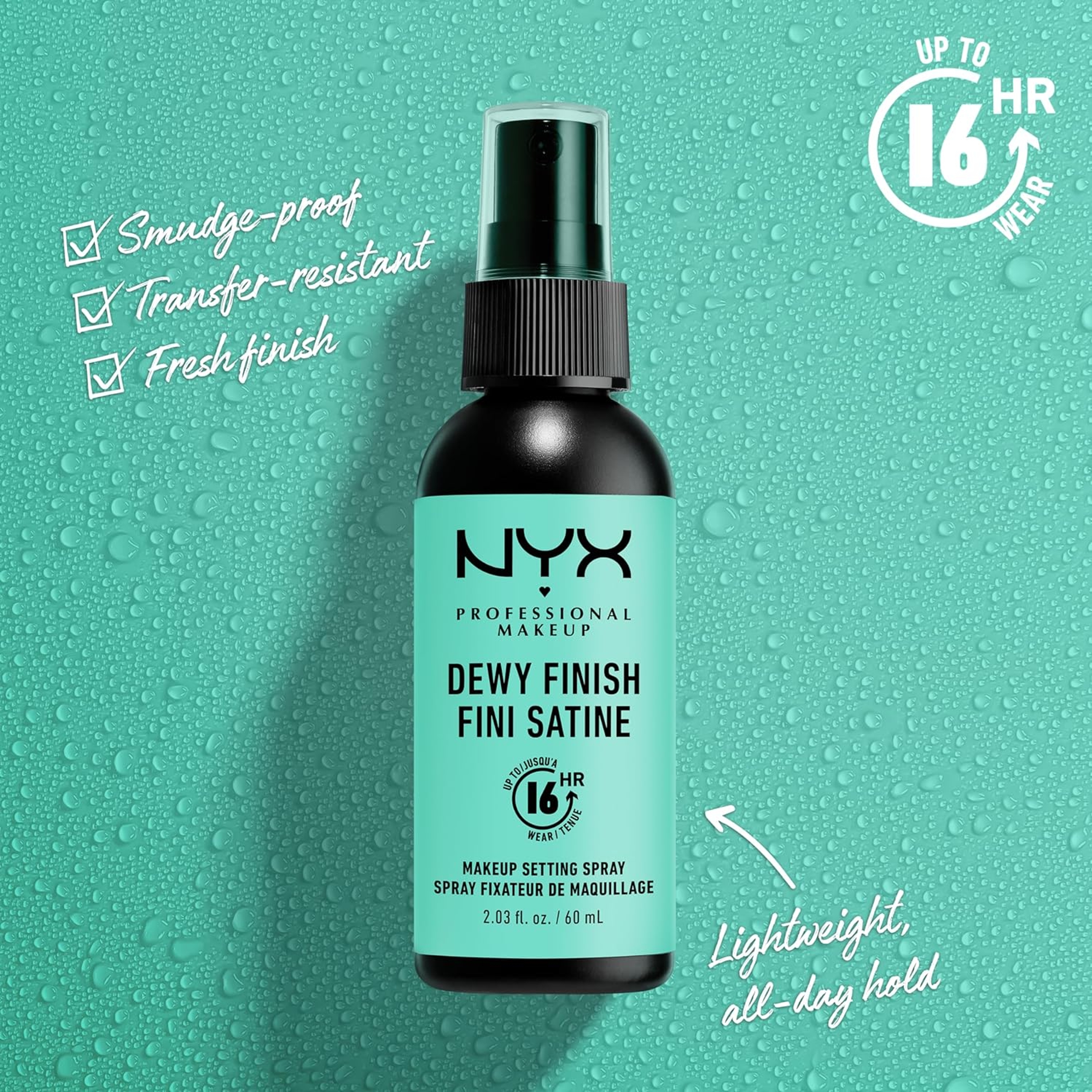 NYX Professional Makeup Dewy Finish Makeup Setting Spray 2.03 fl.oz - Long-Lasting Face Mist for Up to 16HR Wear 3