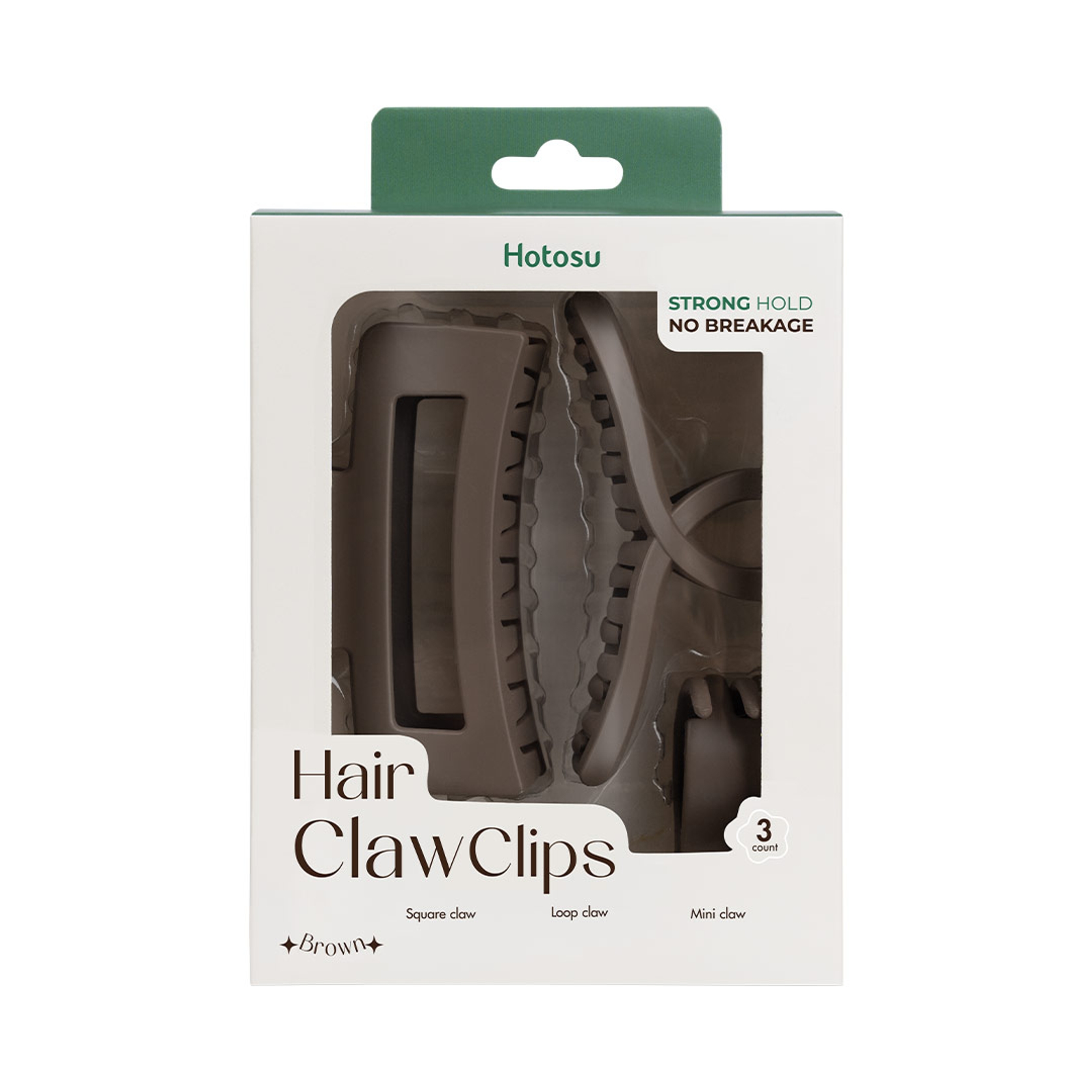 Hotosu Hair Claw Clips, Brown, 3 Count - Strong Hold No Breakage 1