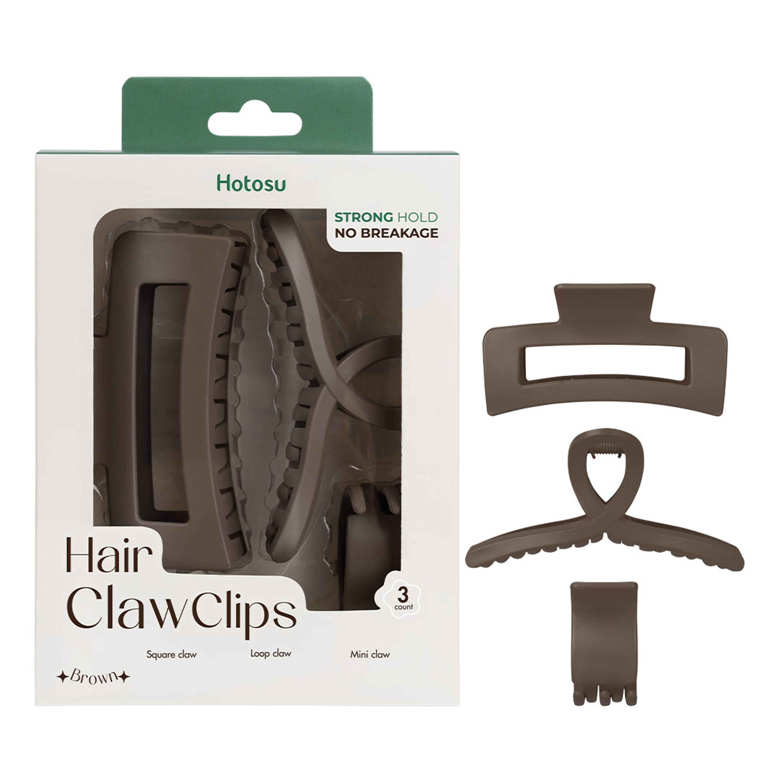 Hotosu Hair Claw Clips, Brown, 3 Count - Strong Hold No Breakage 7