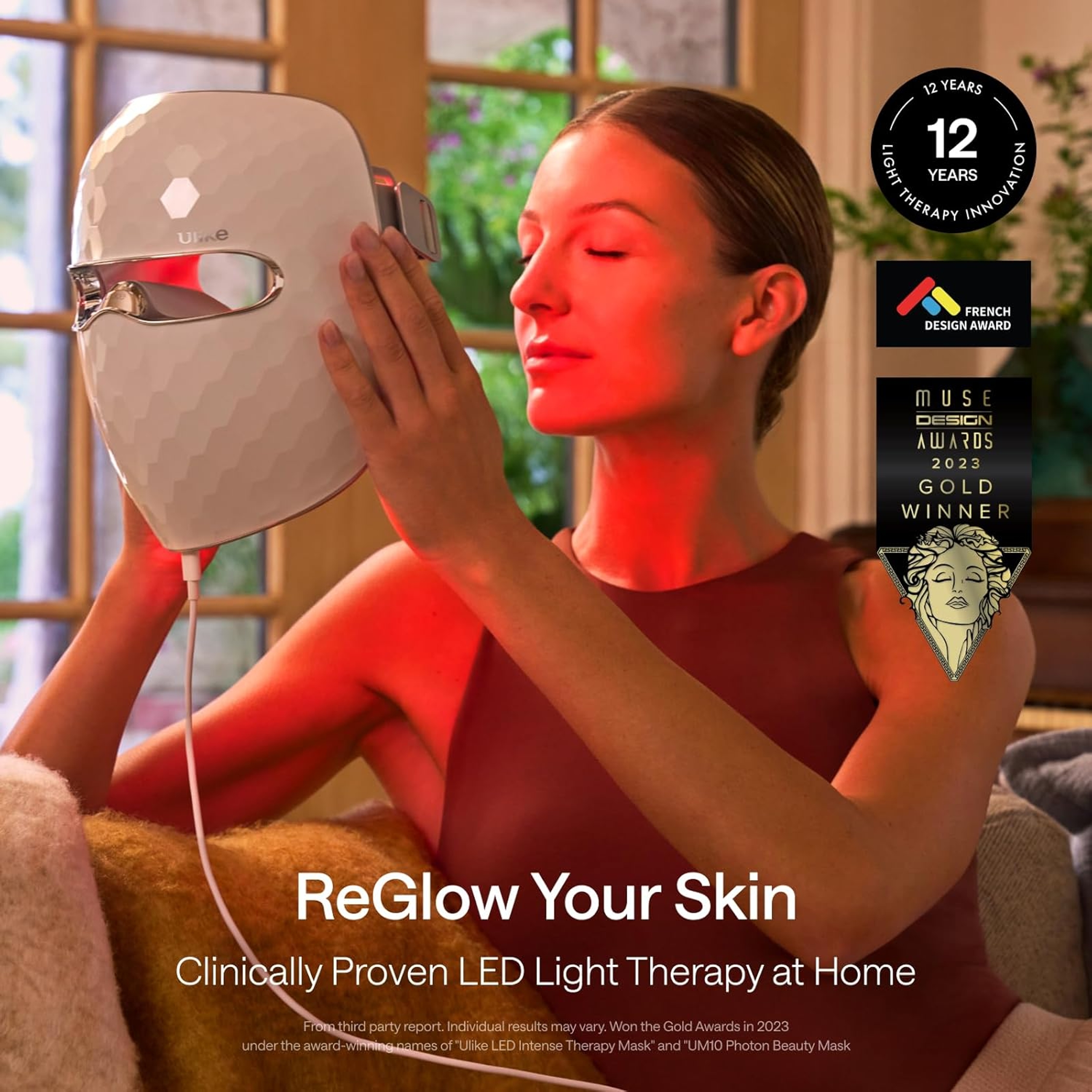 Ulike ReGlow LED Light Therapy Mask, White, 1 Count - Infrared Light Therapy for Face 2