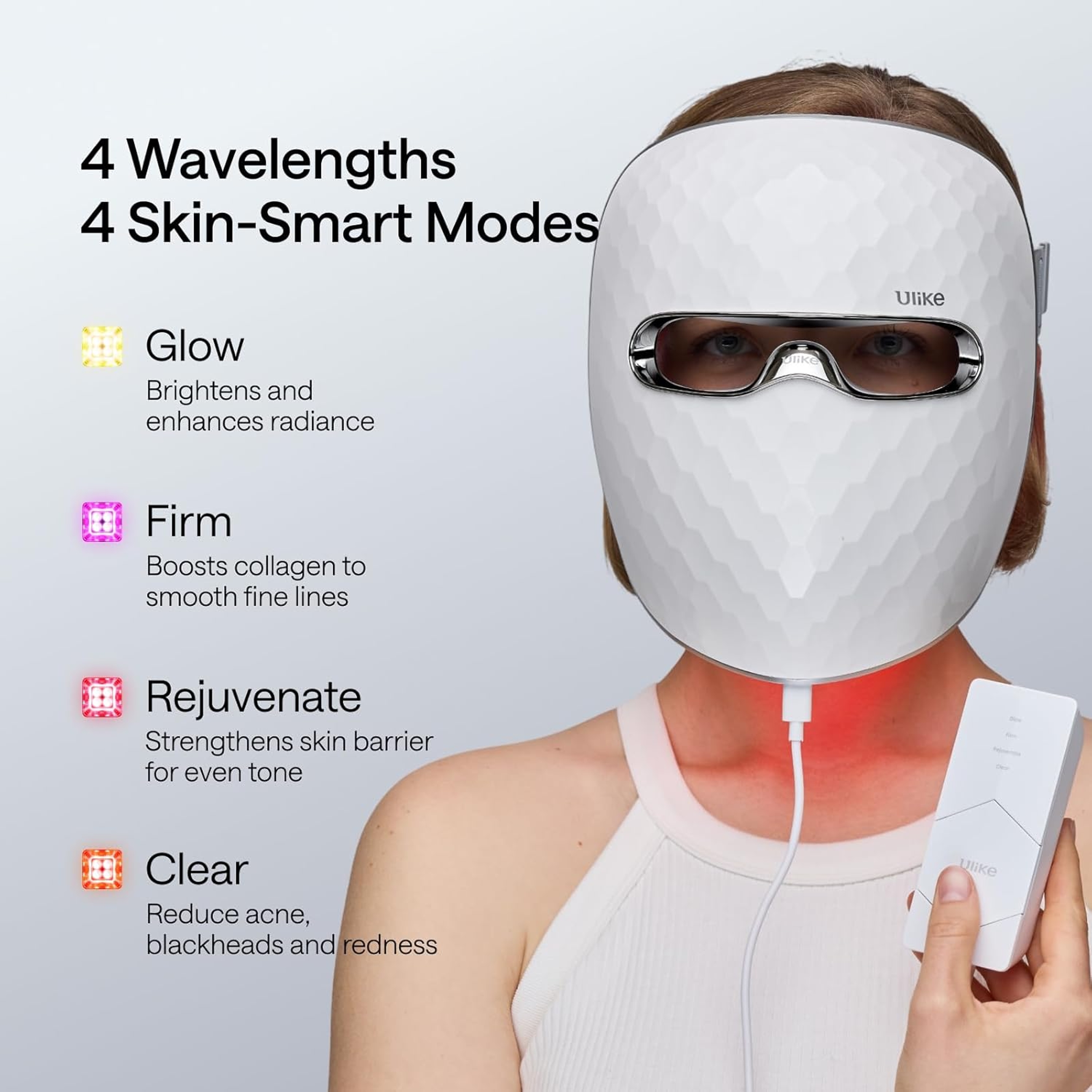 Ulike ReGlow LED Light Therapy Mask, White, 1 Count - Infrared Light Therapy for Face 7