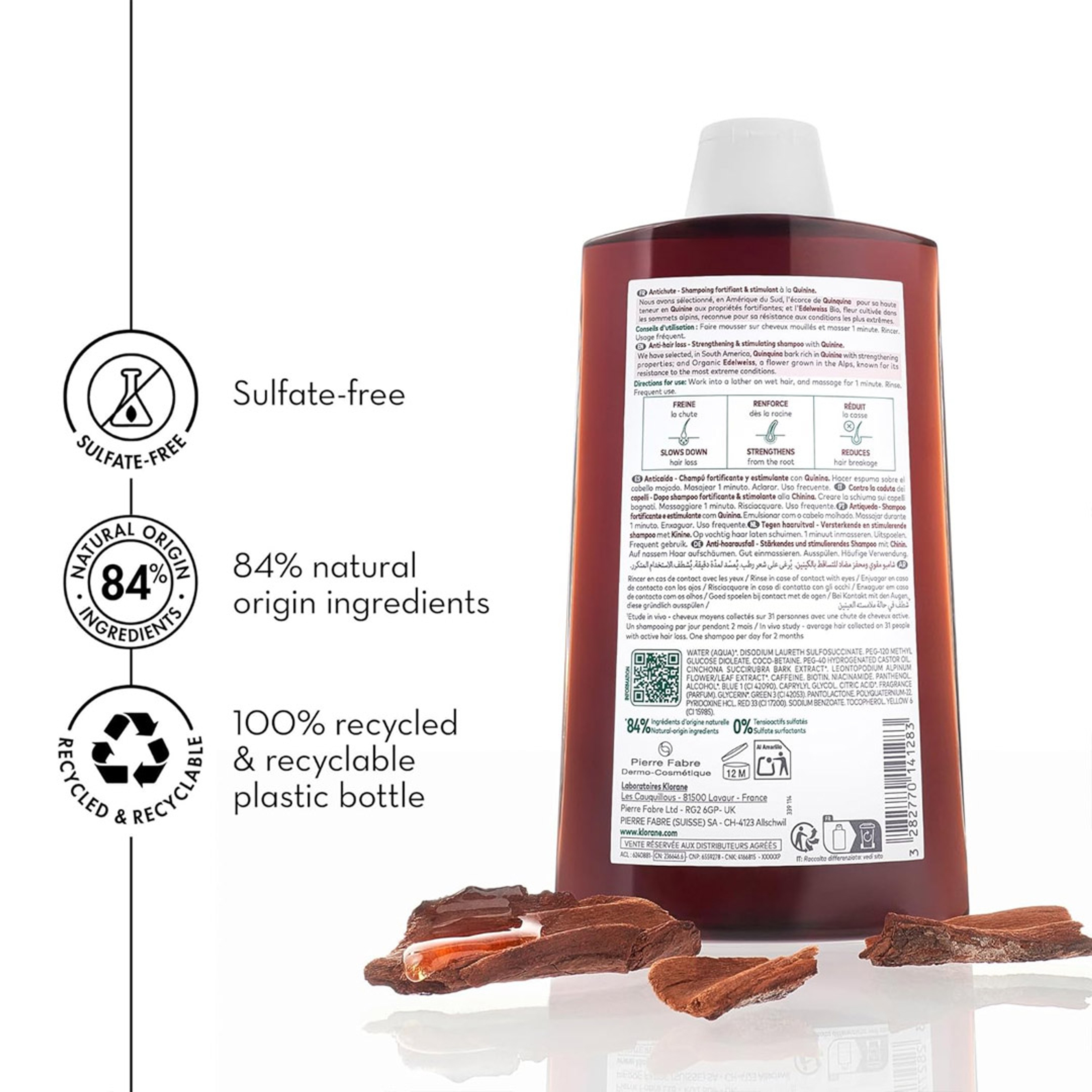 Klorane Strengthening Shampoo with Quinine - Natural Alternative Thickening Shampoo for Hair Thinning 13.5 fl.oz 5