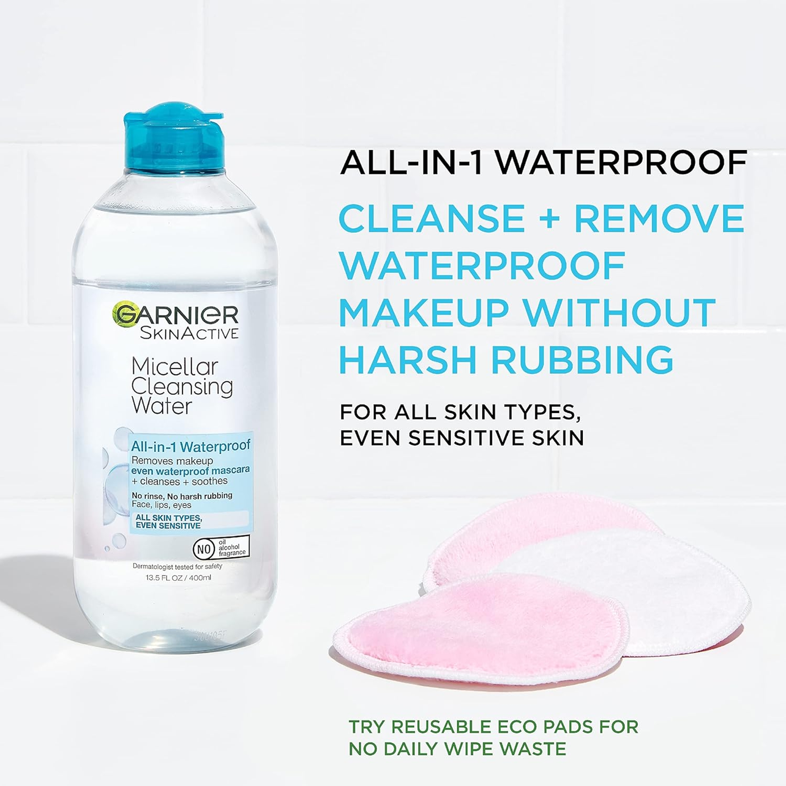 Garnier Micellar Cleansing Water All-in-1 Waterproof 13.5 fl.oz - Cleanser & Makeup Remover for Waterproof Makeup 2