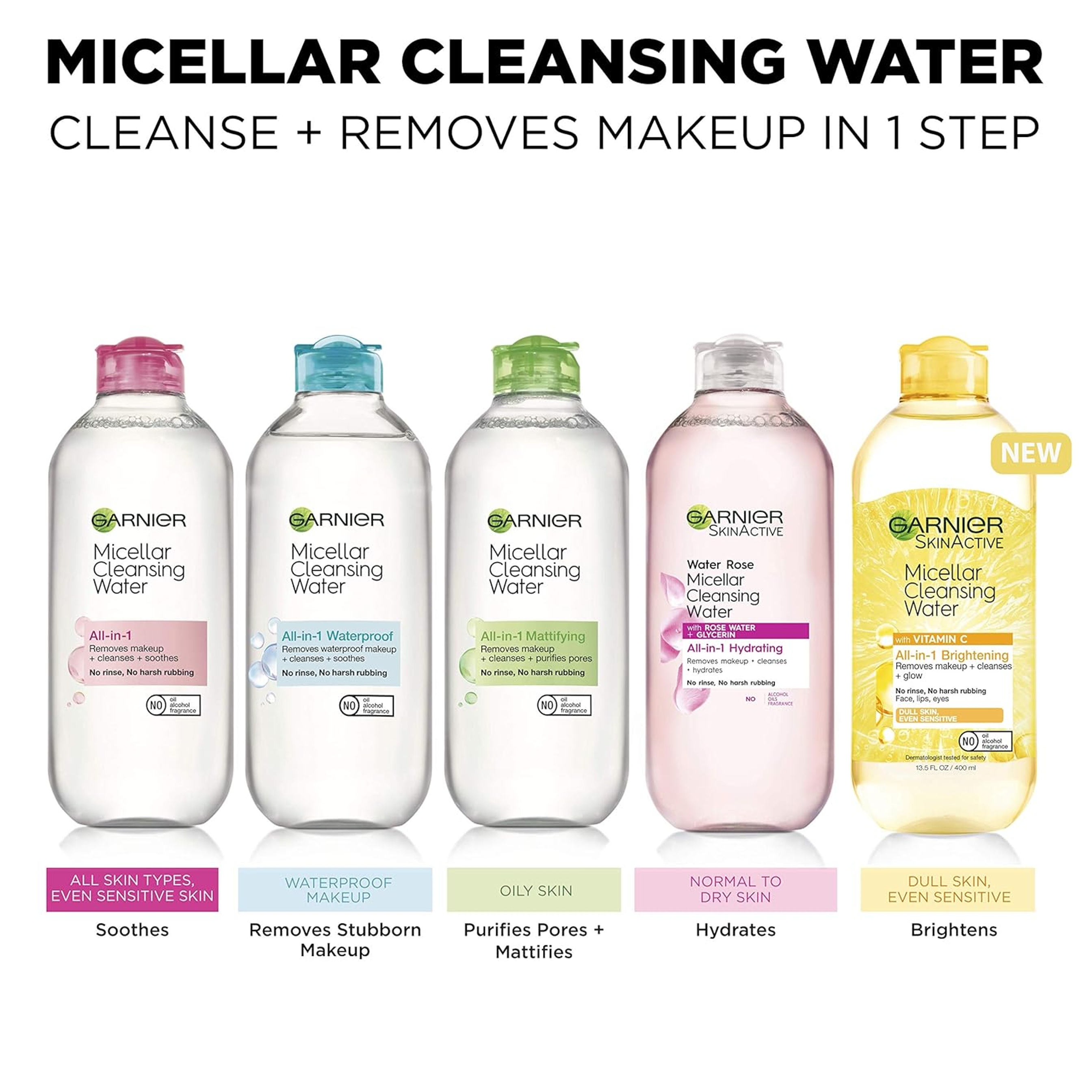 Garnier Micellar Cleansing Water All-in-1 Waterproof 13.5 fl.oz - Cleanser & Makeup Remover for Waterproof Makeup 7