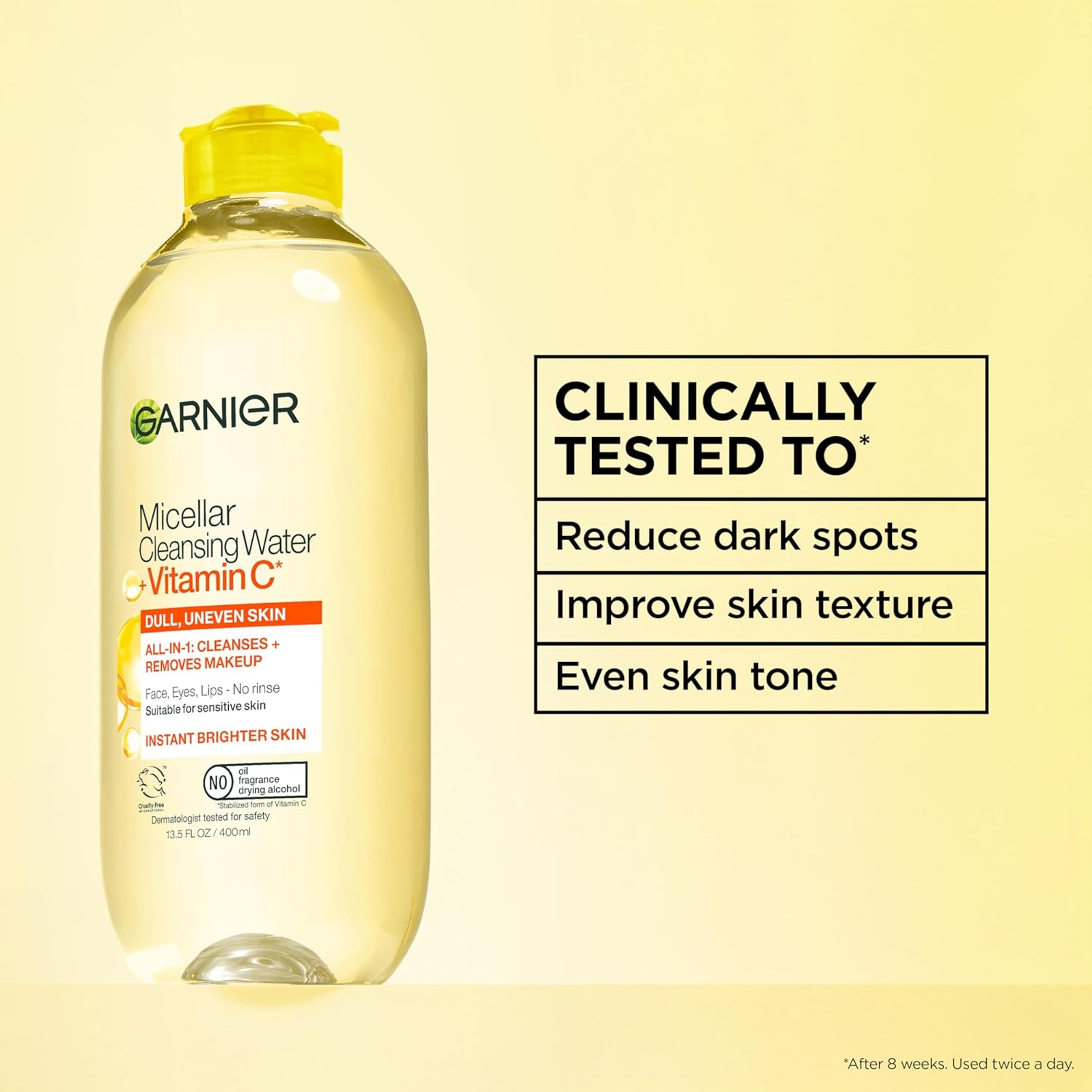 Garnier Micellar Cleansing Water with Vitamin C 13.5 fl.oz - Brightening & Hydrating for All Skin Types 4