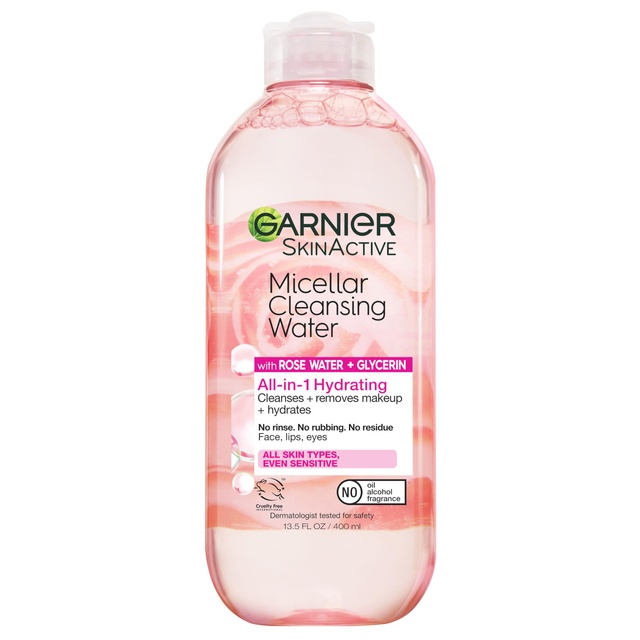 Garnier Micellar Cleansing Water with Rose Water & Glycerin - Hydrating for All Skin Types 13.5 fl.oz