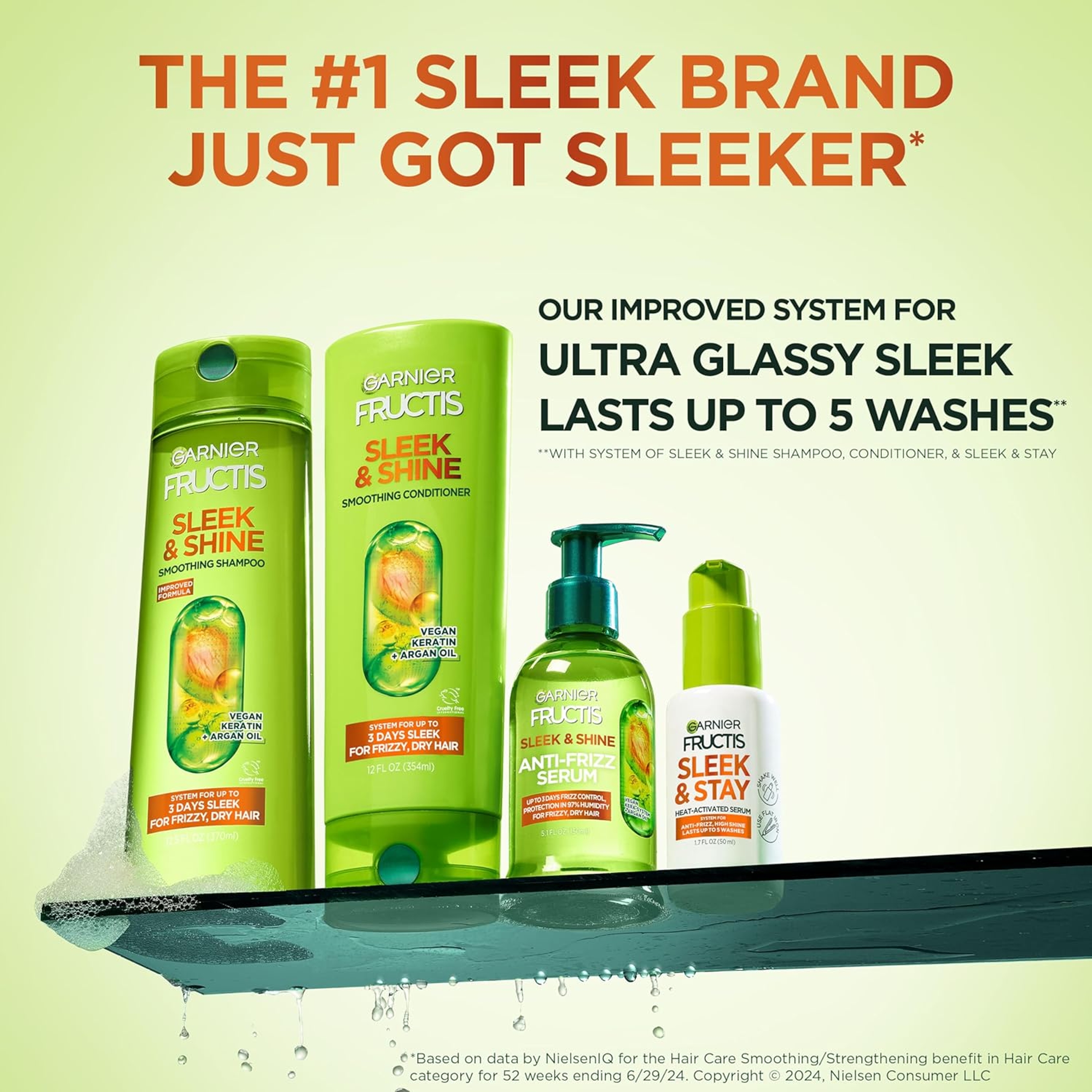 Garnier Fructis Sleek & Stay Heat-Activated Serum - Frizz Control & Heat Protection Serum for Frizzy, Dry Hair 1.7 fl.oz 8
