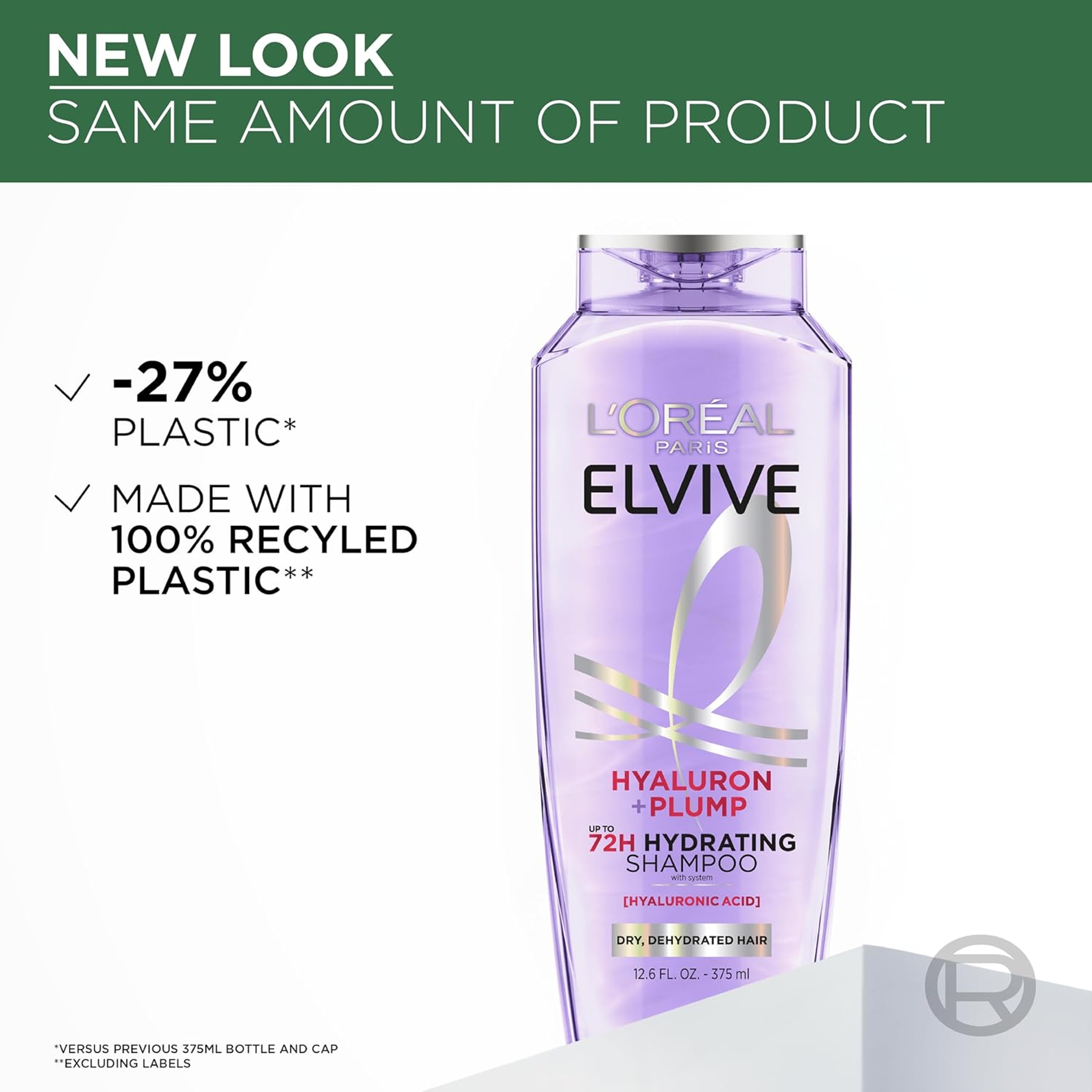 L'Oreal Paris Elvive Hyaluron Plump Hydrating Shampoo 12.6 fl.oz - with Hyaluronic Acid for Dehydrated, Dry Hair 4