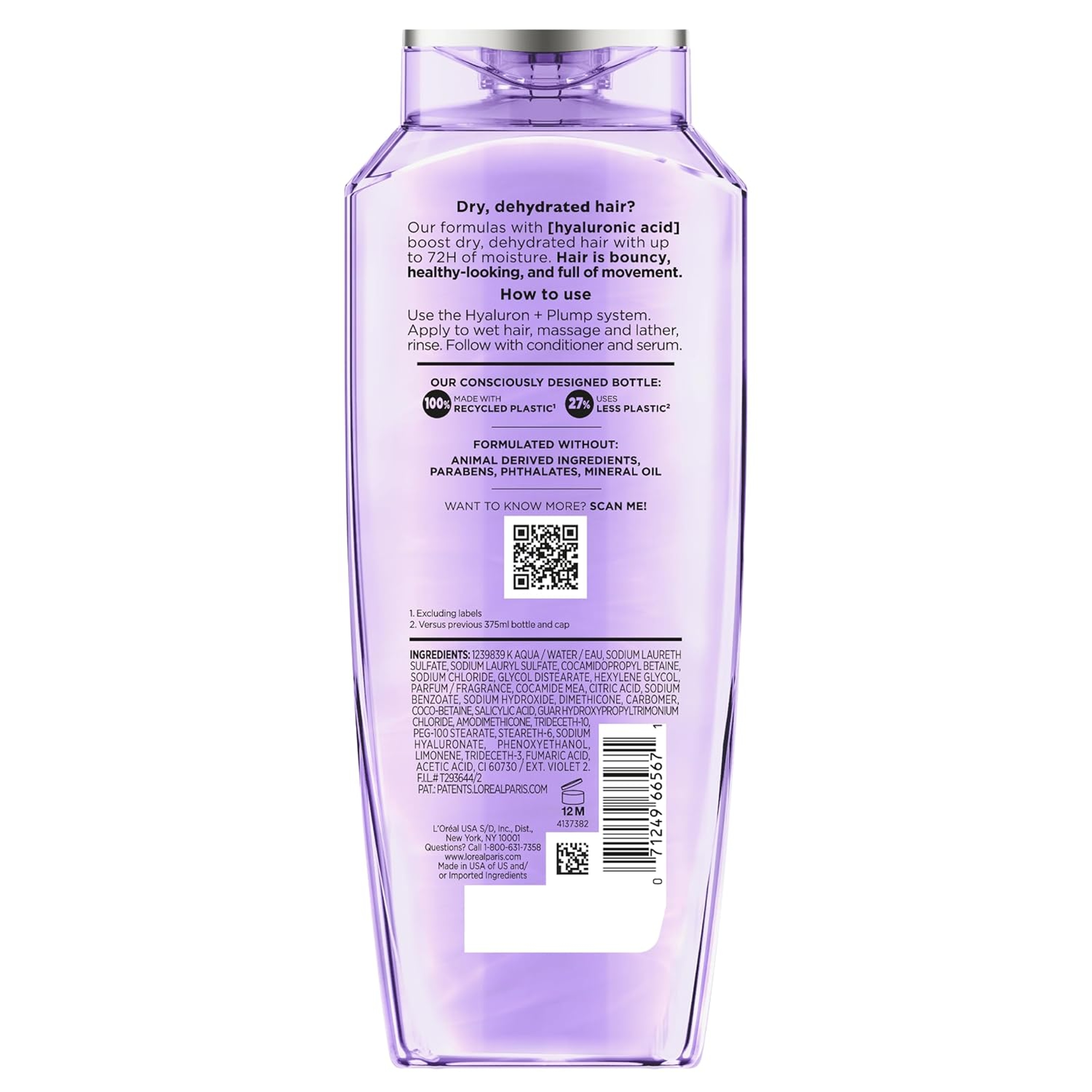 L'Oreal Paris Elvive Hyaluron Plump Hydrating Shampoo 12.6 fl.oz - with Hyaluronic Acid for Dehydrated, Dry Hair 9