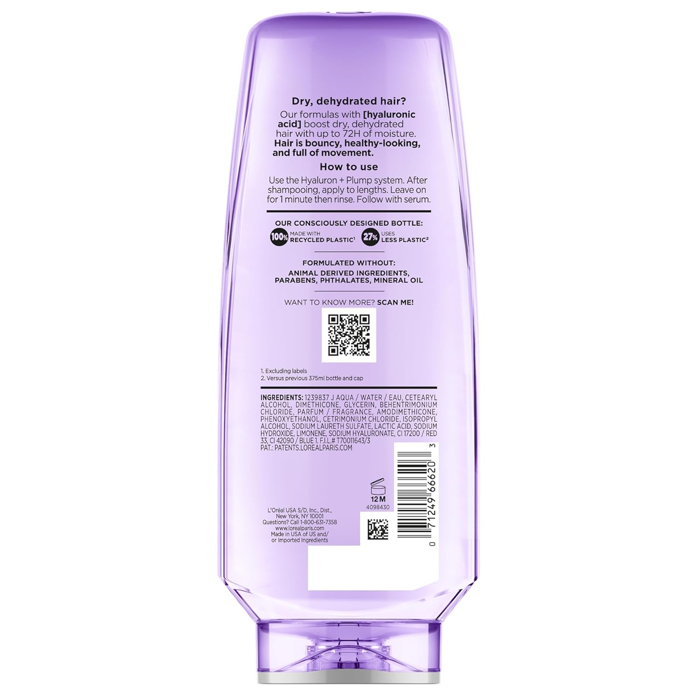 L'Oreal Paris Elvive Hyaluron Plump Hydrating Conditioner 12.6 fl.oz - with Hyaluronic Acid for Dehydrated, Dry Hair 9