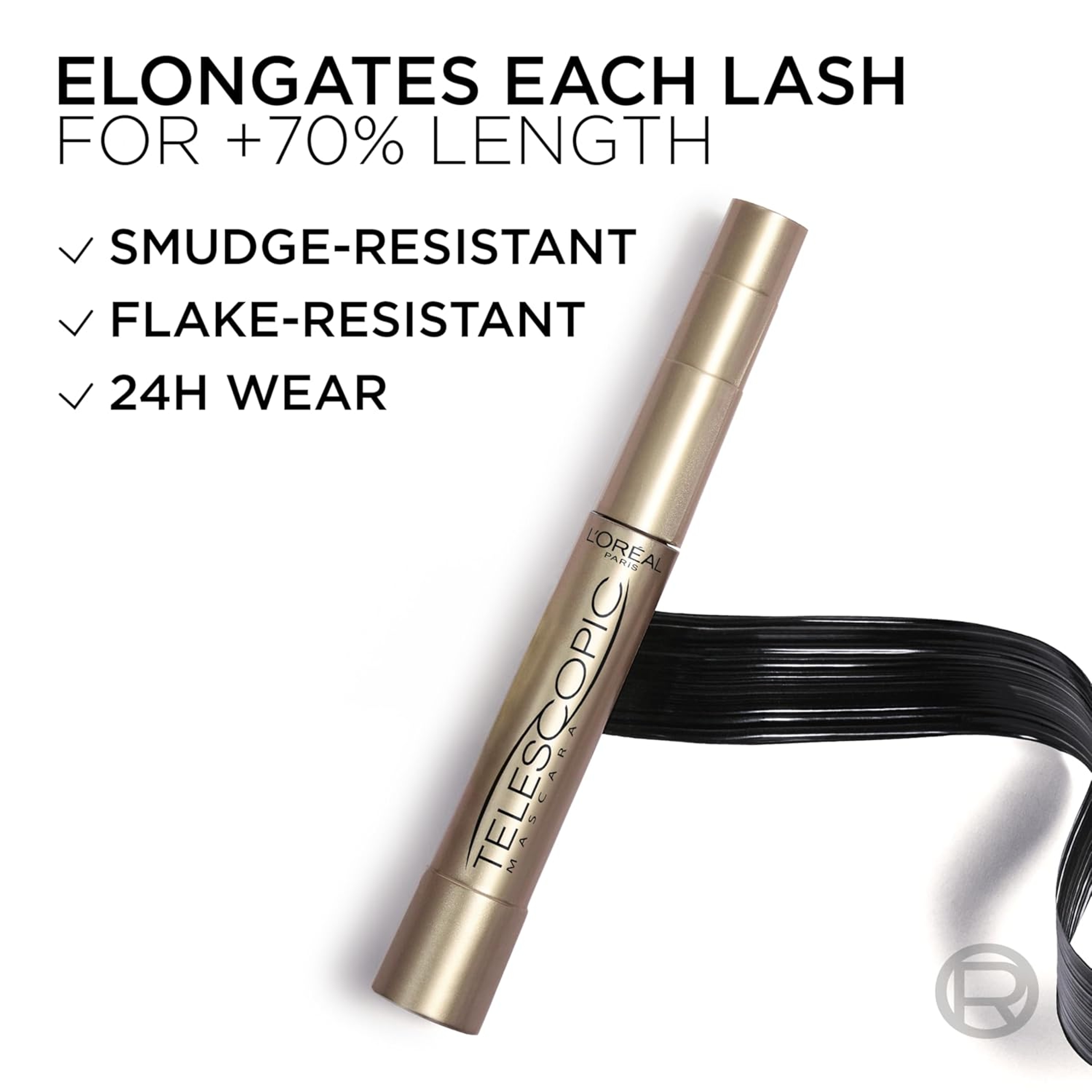 L'Oreal Paris Telescopic Original Lengthening Mascara, Black, 0.27 fl.oz - Enhanced Length for All Lash Types 7