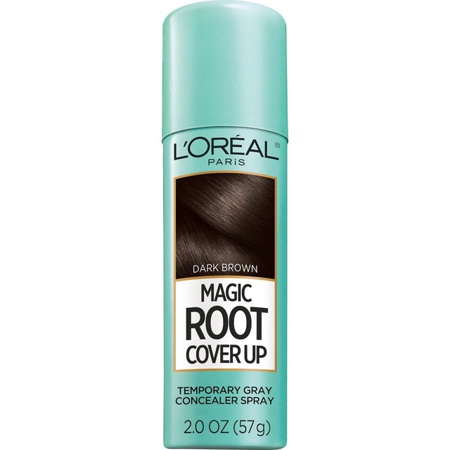 L'Oreal Paris Magic Root Cover Up, Dark Brown, 2 oz - Root Touch-Up Spray for Gray Root Coverage