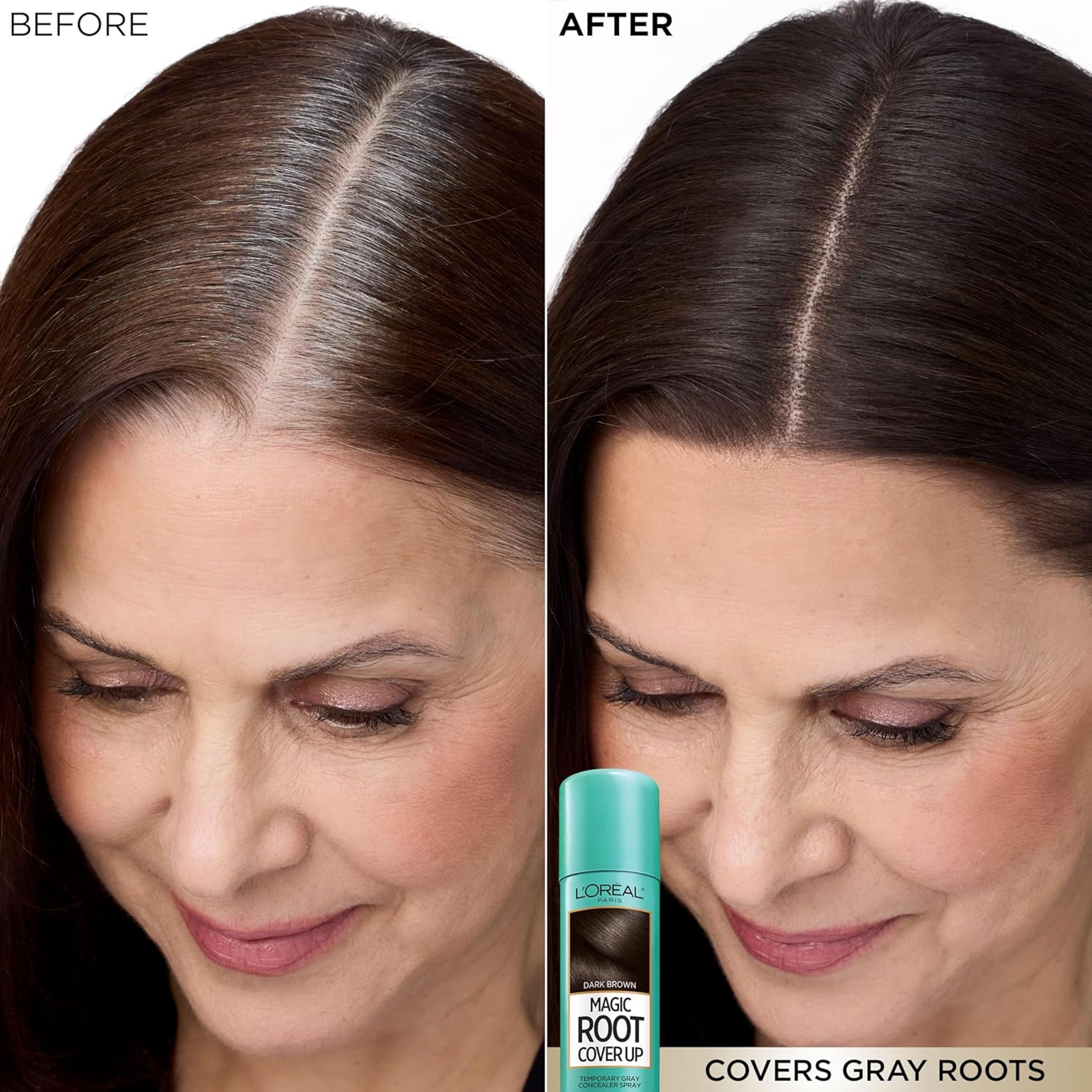 L'Oreal Paris Magic Root Cover Up, Dark Brown, 2 oz - Root Touch-Up Spray for Gray Root Coverage 4
