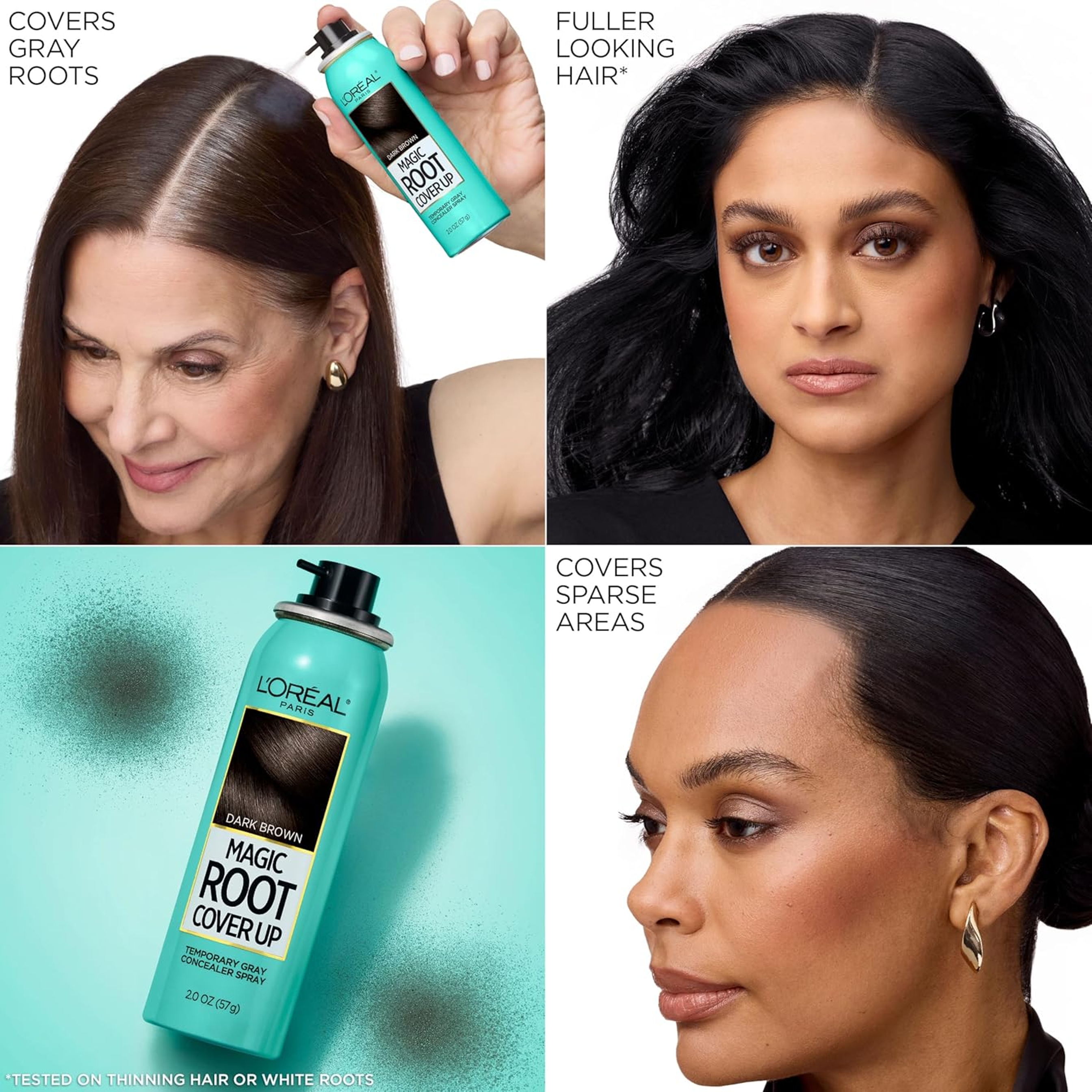L'Oreal Paris Magic Root Cover Up, Dark Brown, 2 oz - Root Touch-Up Spray for Gray Root Coverage 15