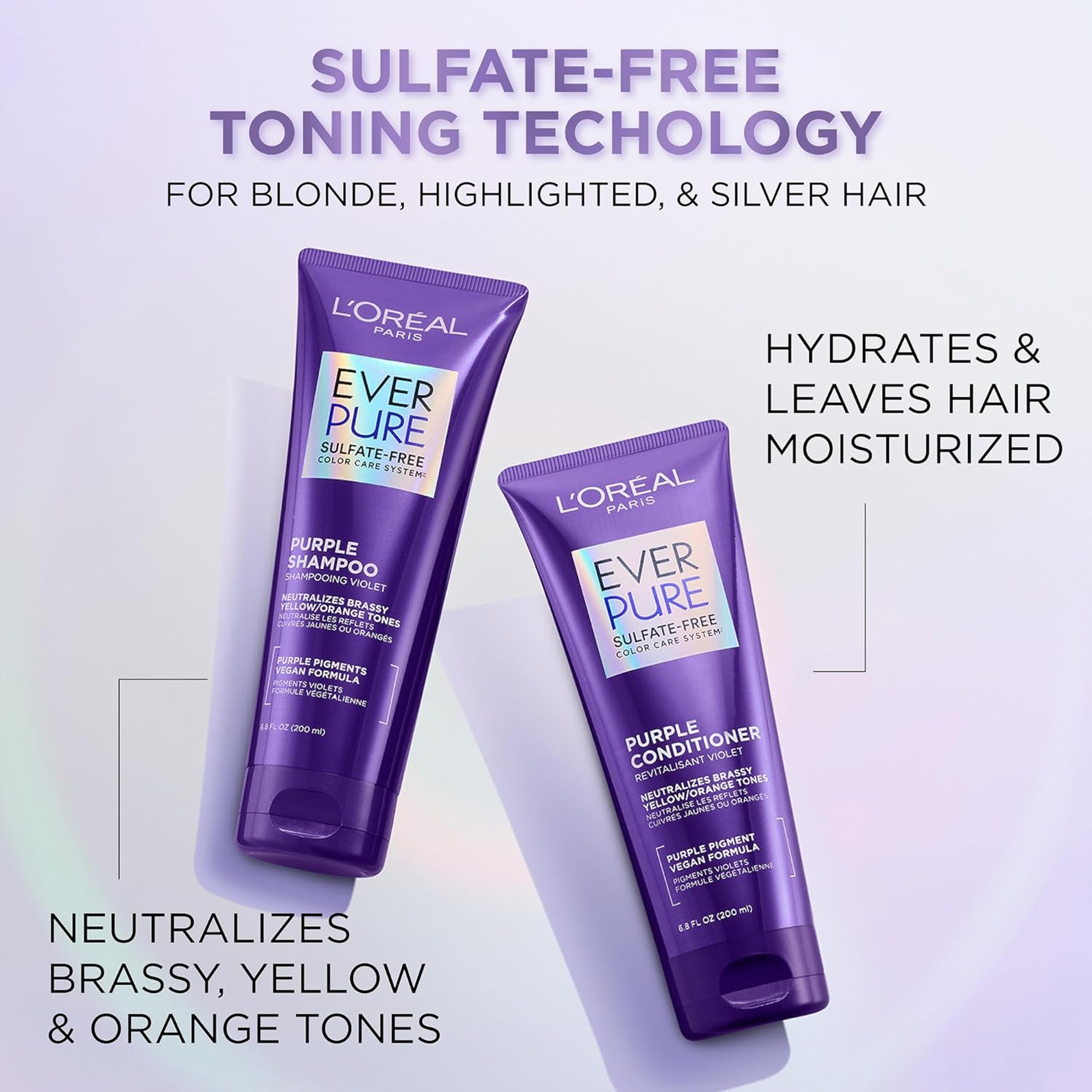 L'Oreal Paris EverPure Purple Shampoo 6.8 fl.oz - Shampooing Violet for Toning Blonde or Bleached Hair 3