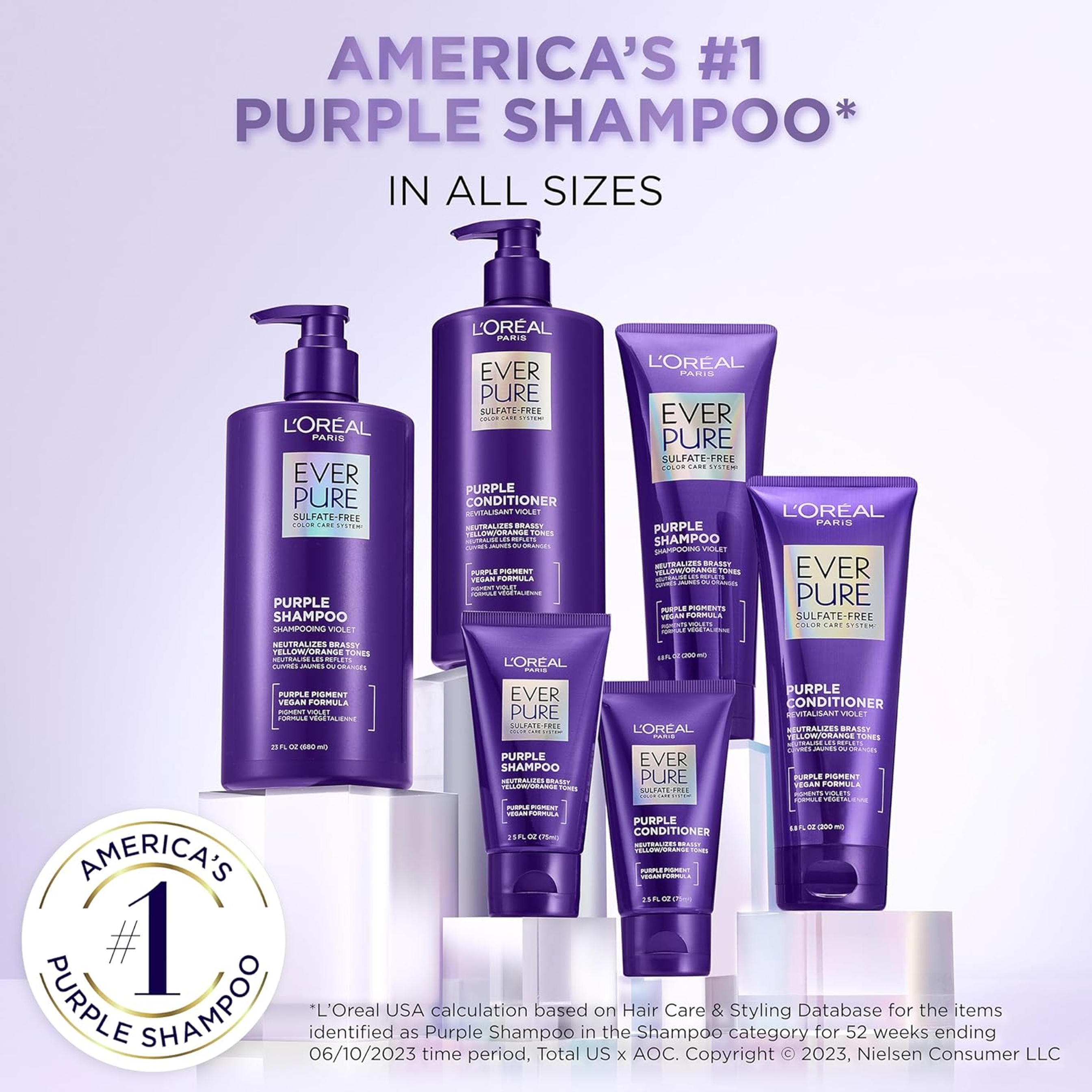 L'Oreal Paris EverPure Purple Shampoo 6.8 fl.oz - Shampooing Violet for Toning Blonde or Bleached Hair 6