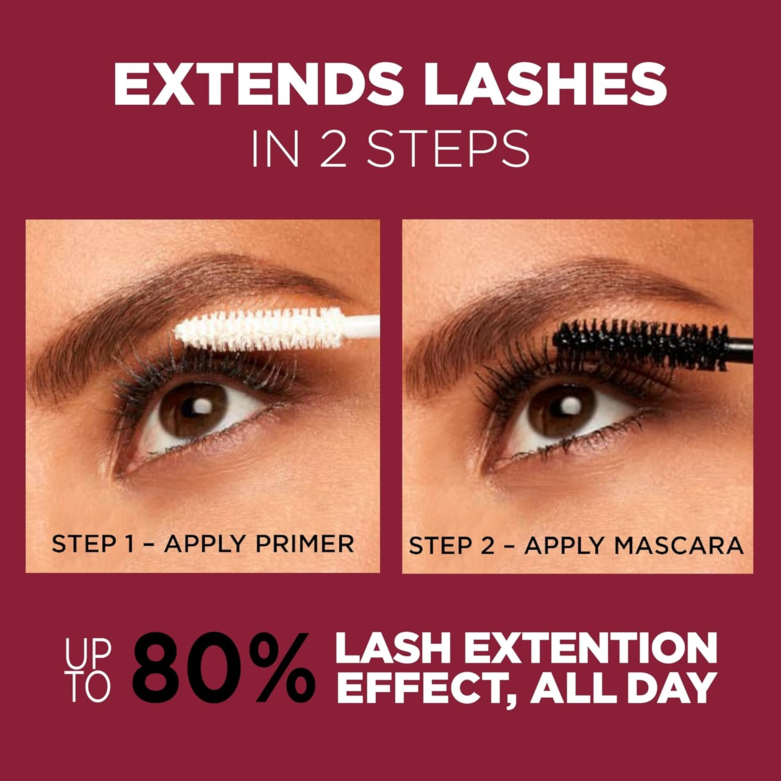 L'Oreal Paris Double Extend Beauty Tubes Mascara - Lengthening 2 Step Mascara - Black 2