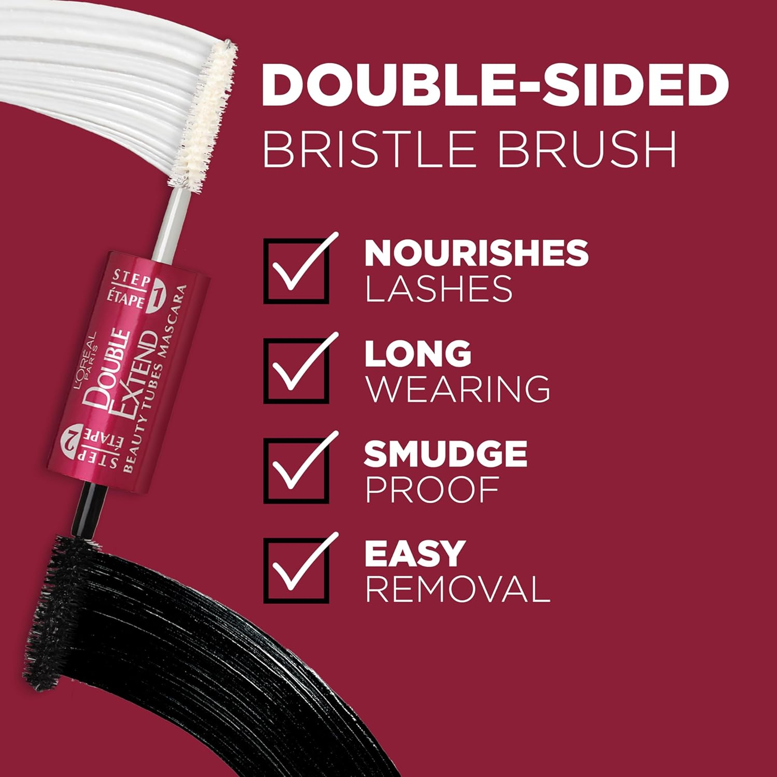 L'Oreal Paris Double Extend Beauty Tubes Mascara - Lengthening 2 Step Mascara - Black 5