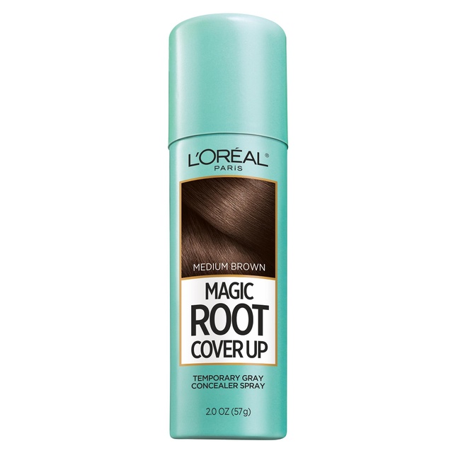 L'Oreal Paris Magic Root Cover Up, Medium Brown, 2 oz - Root Touch-Up Spray for Gray Root Coverage