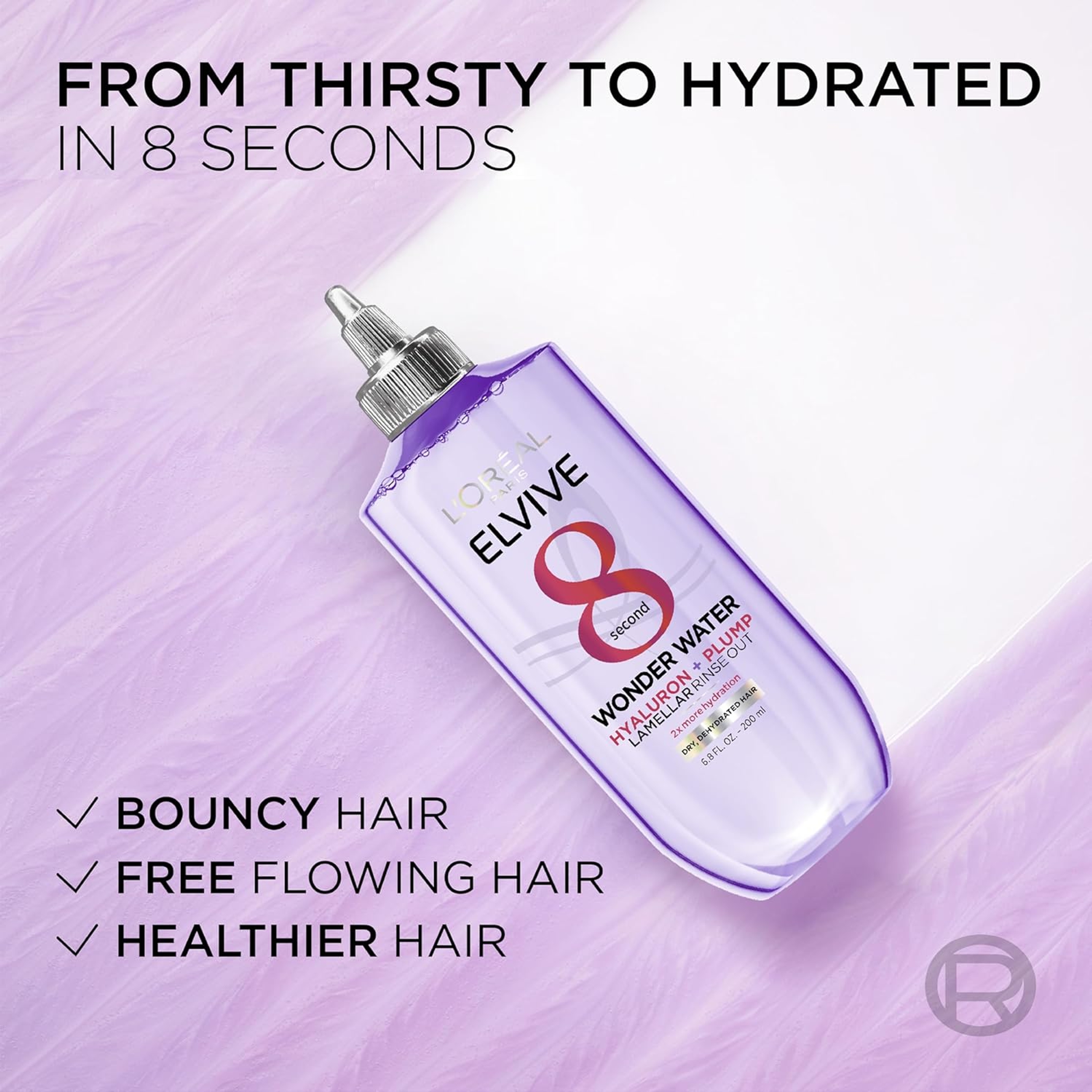 L'Oreal Paris Elvive Hyaluron Plump Flash Hydration Wonder Water - Hydrating Hair Treatment for Soft, Shiny Hair 6.8 fl.oz 4
